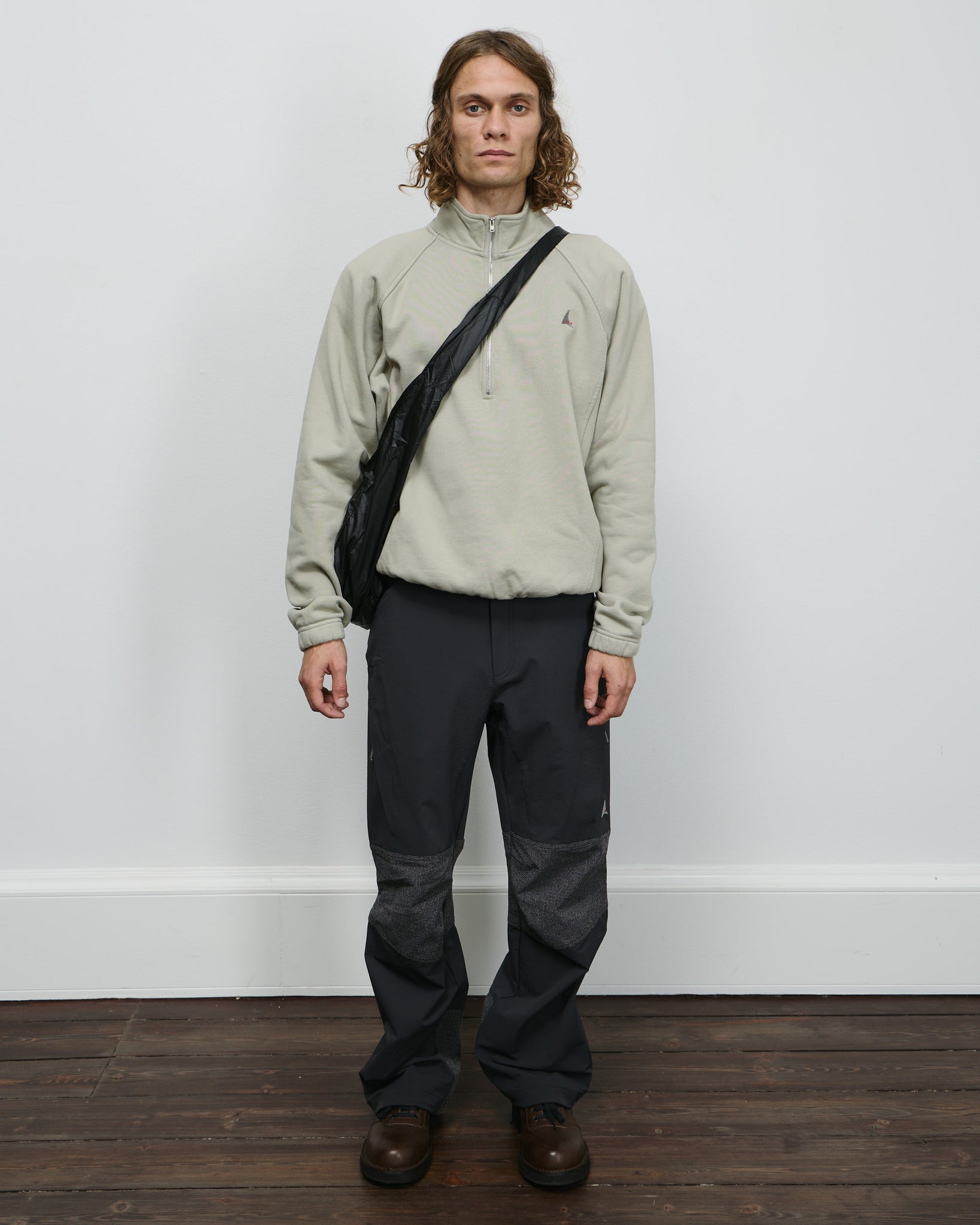 Logo 490gsm Heavy Half Zip - Light Grey