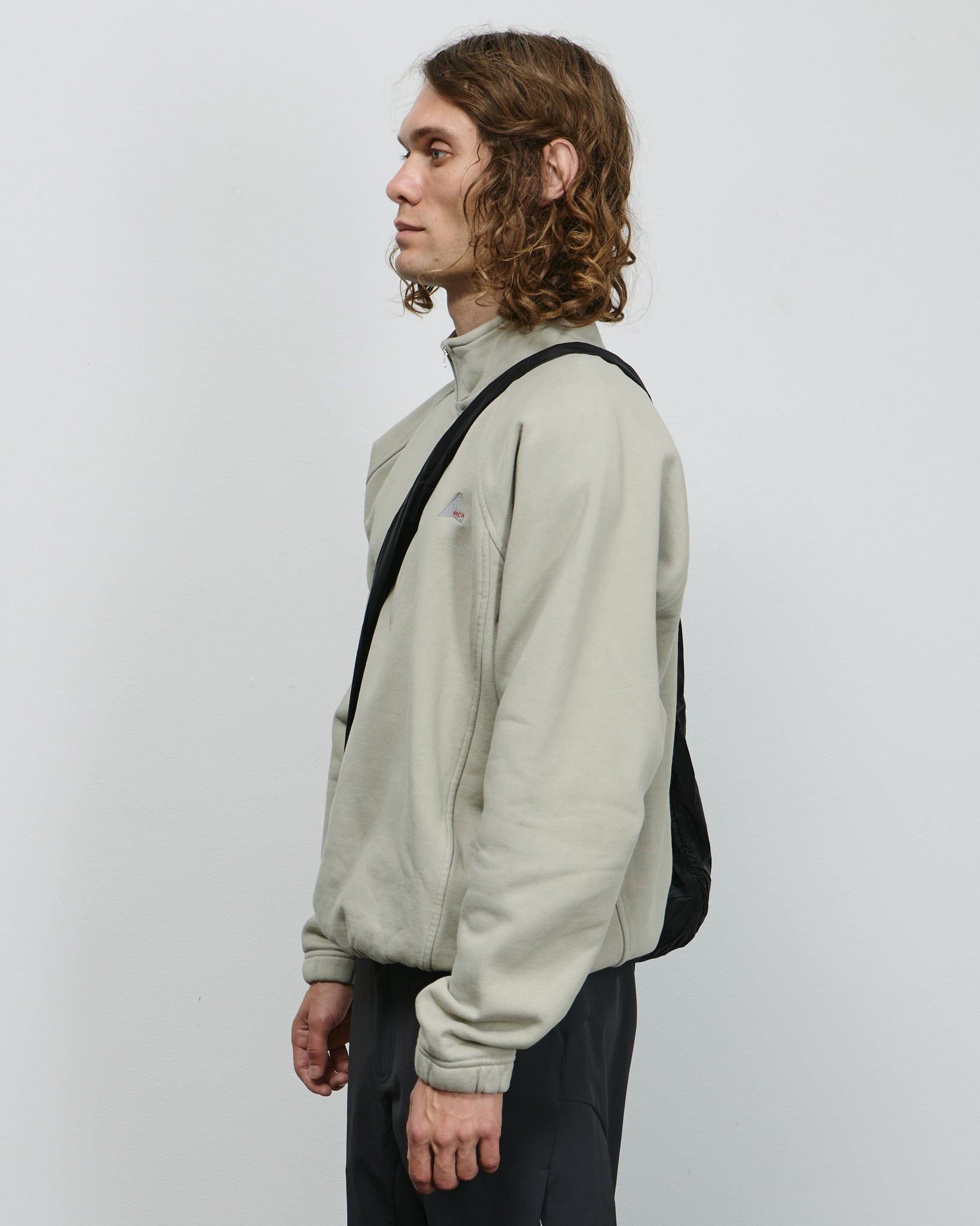 Logo 490gsm Heavy Half Zip - Light Grey