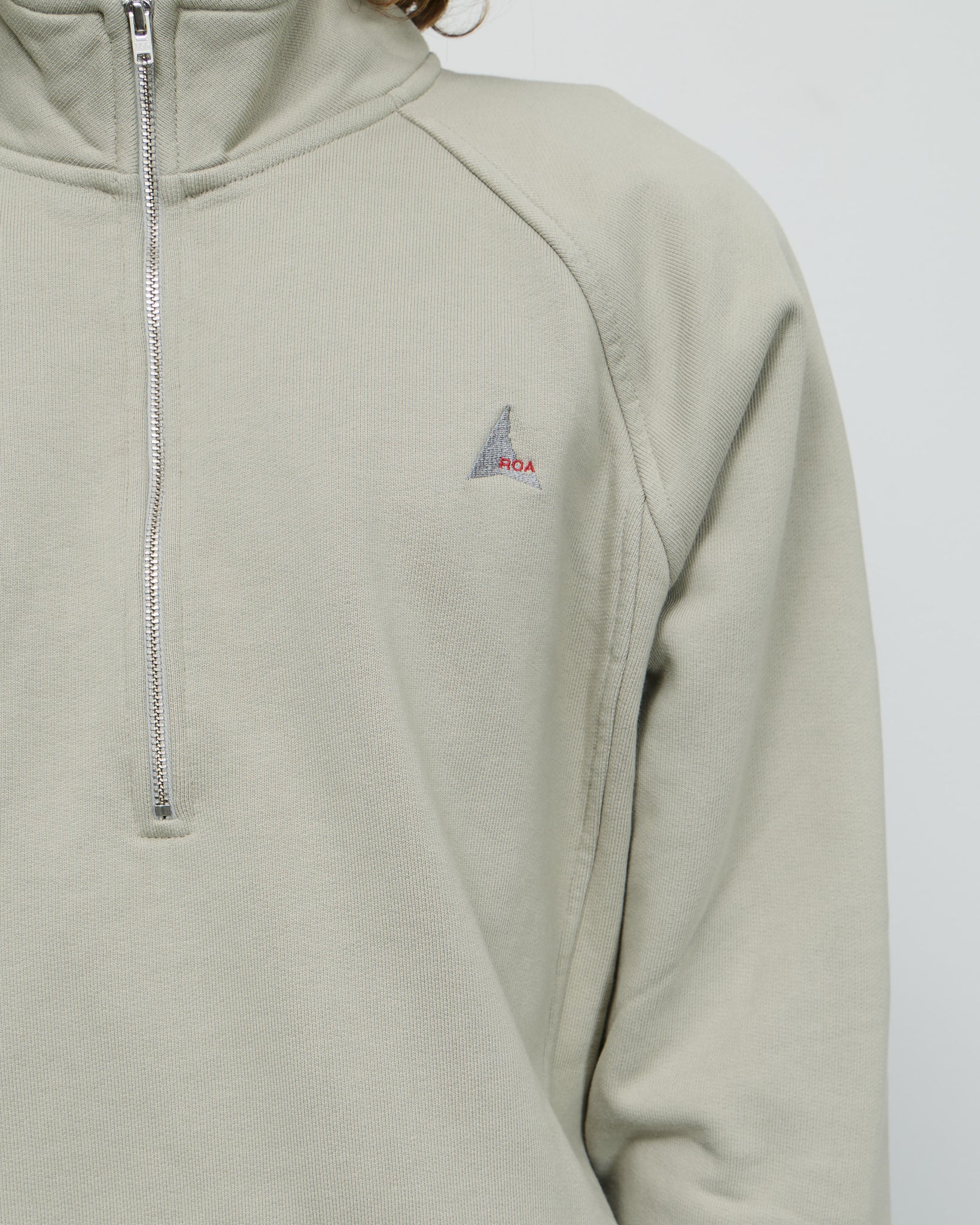 Logo 490gsm Heavy Half Zip - Light Grey