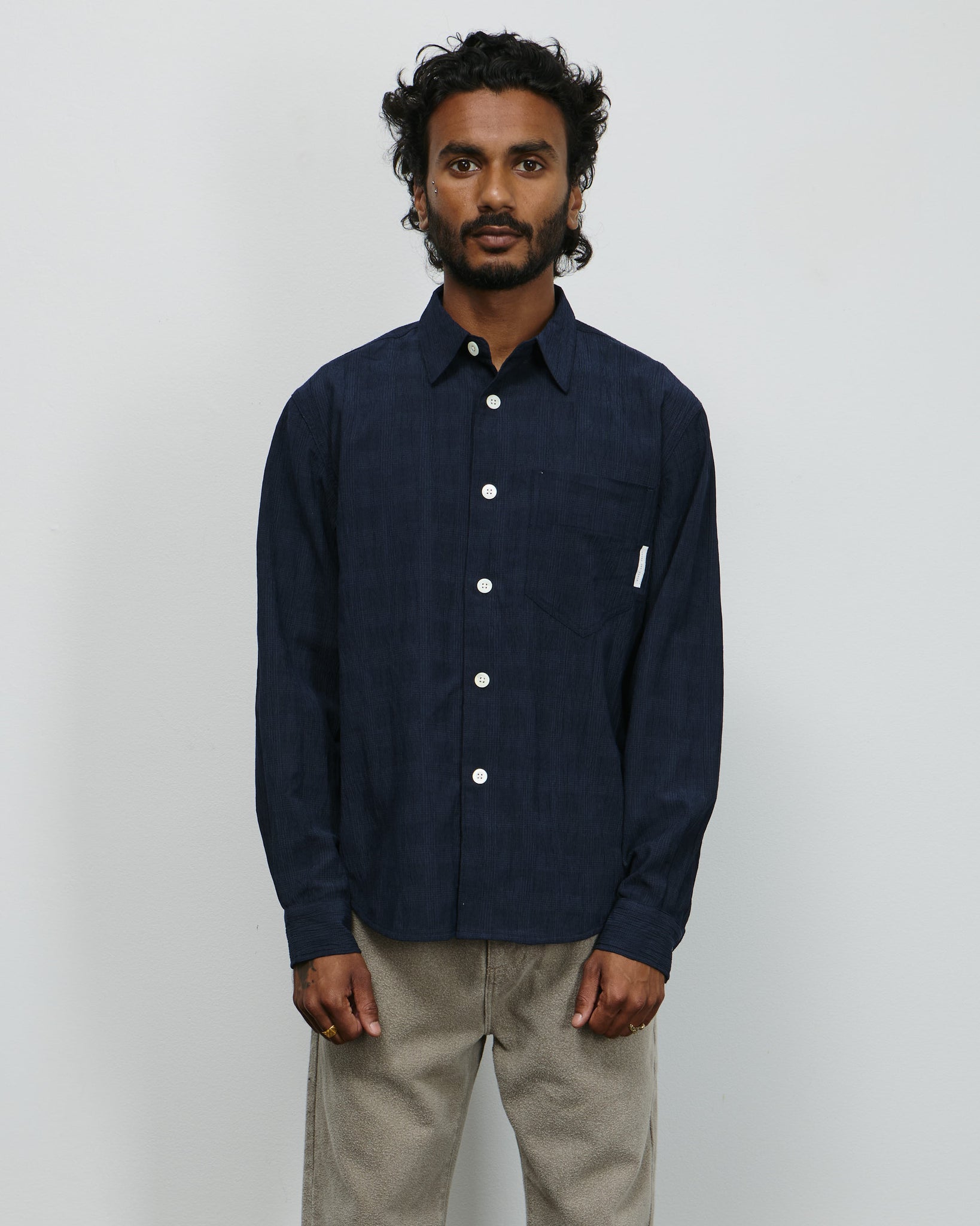 Regen® Washed Rayon Classic Shirt - Navy
