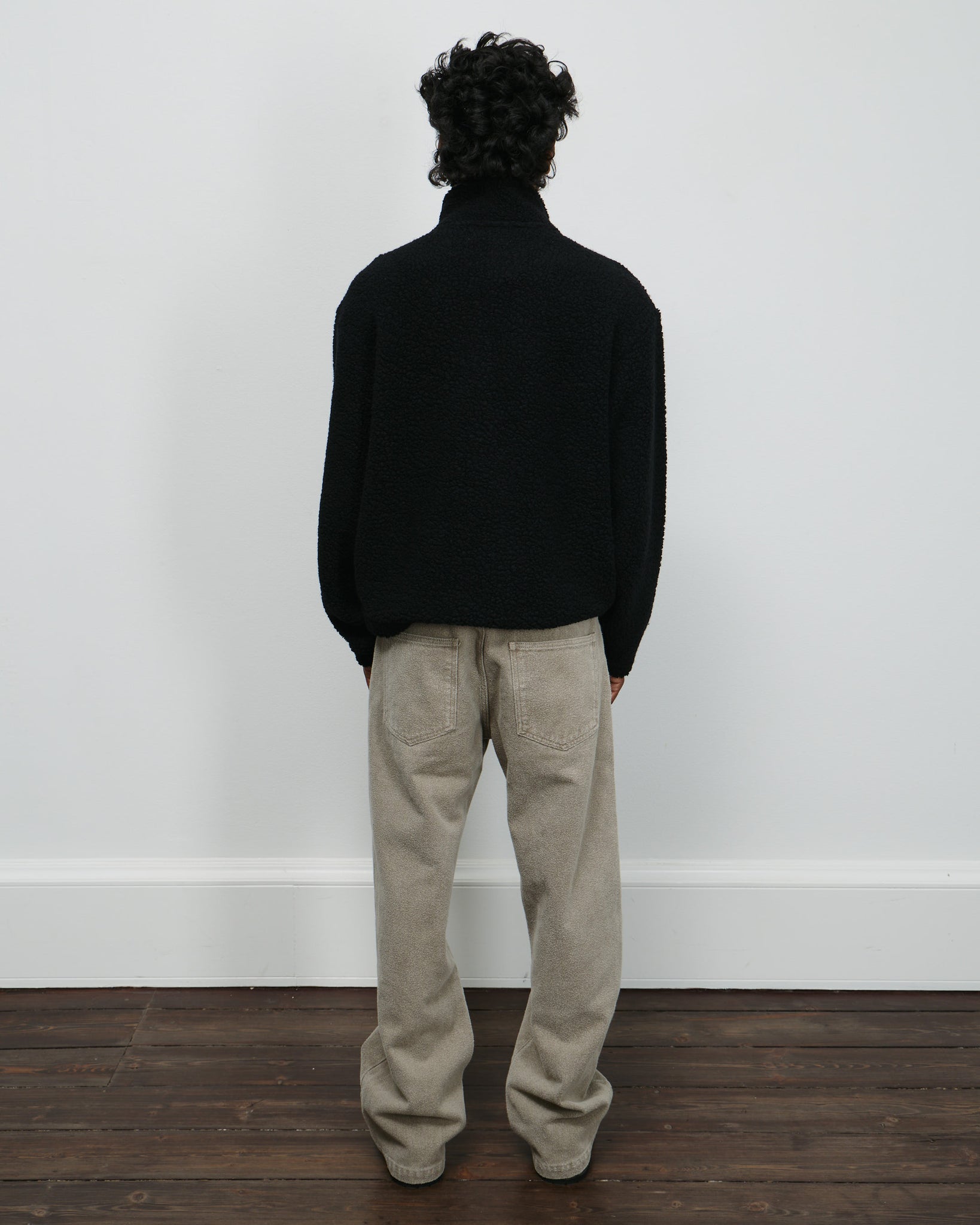 Common Half Zip Sweater - Black Fuzzy Fleece