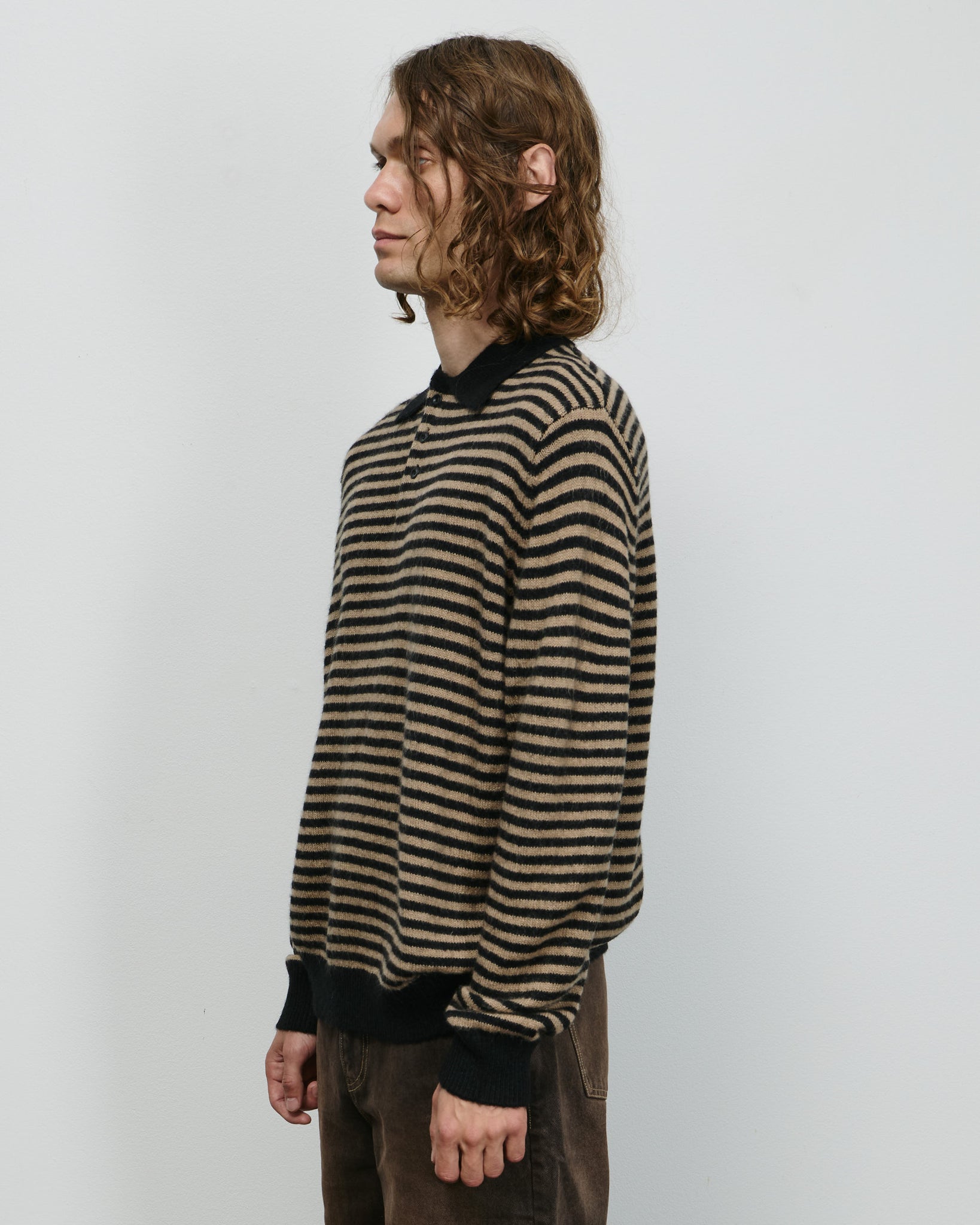 Stripe Leigh Polo - Black/Parchment