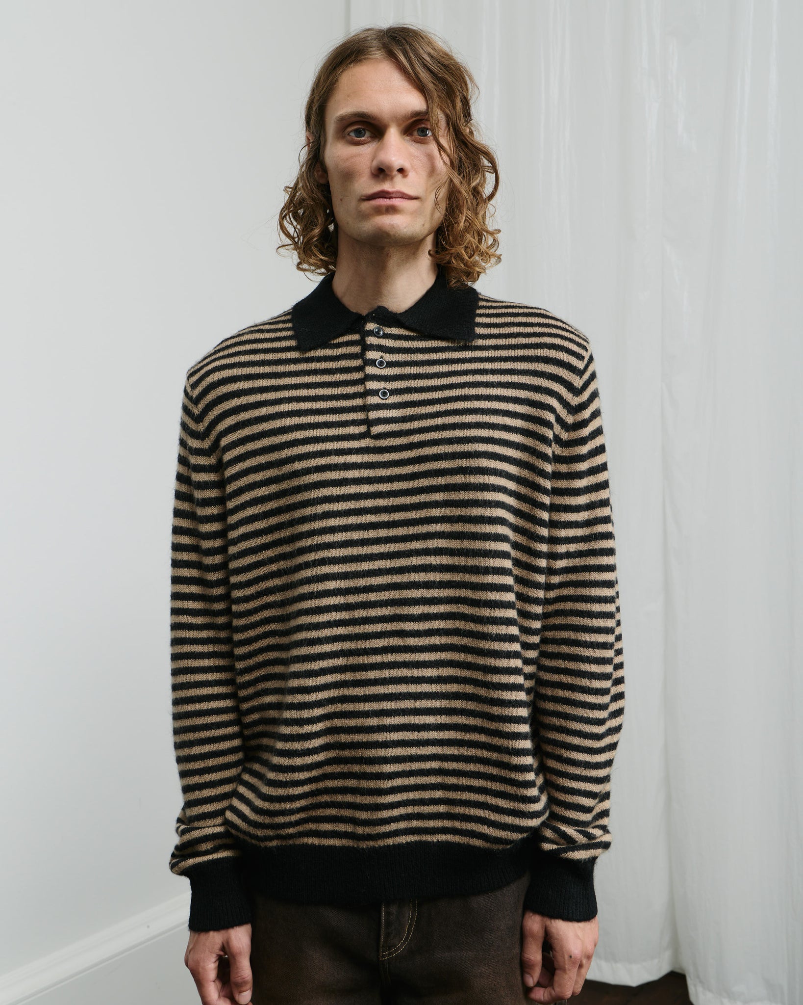 Stripe Leigh Polo - Black/Parchment
