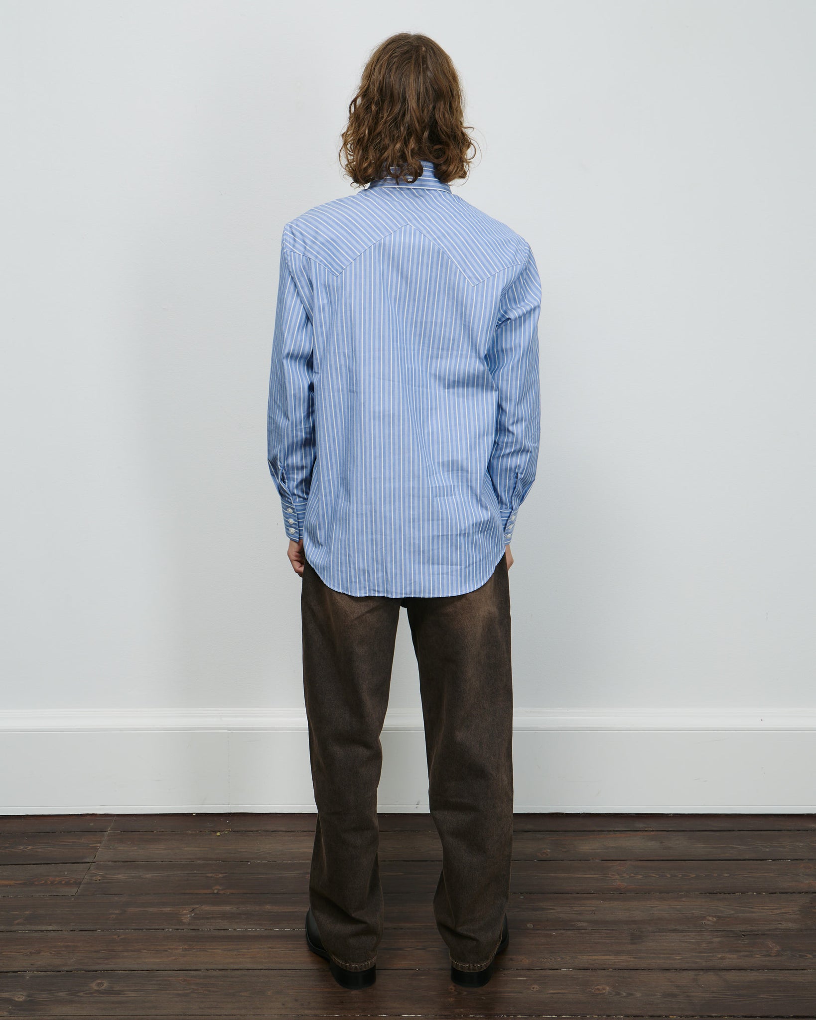 Western Business Shirt - Blue Static Stripe