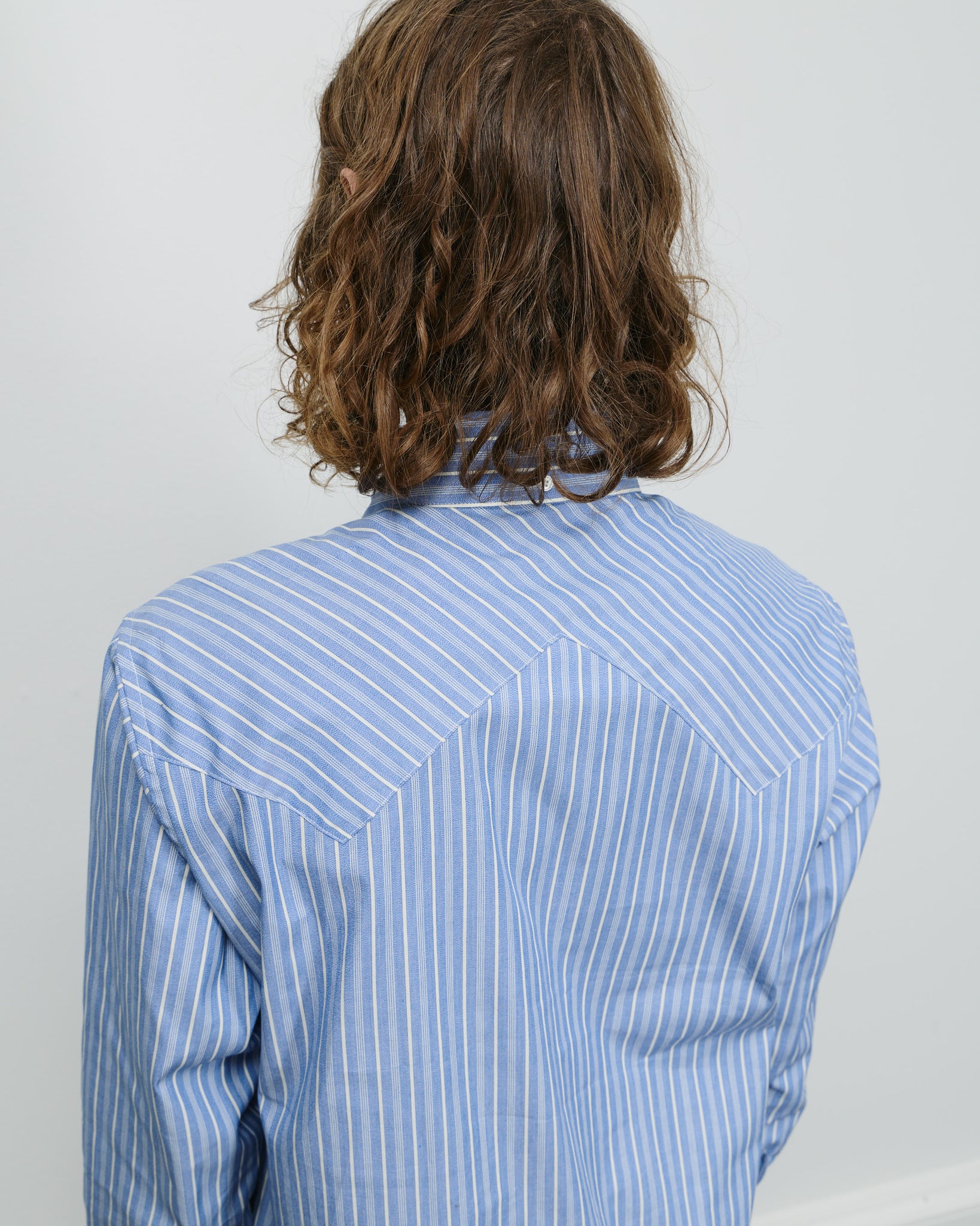Western Business Shirt - Blue Static Stripe