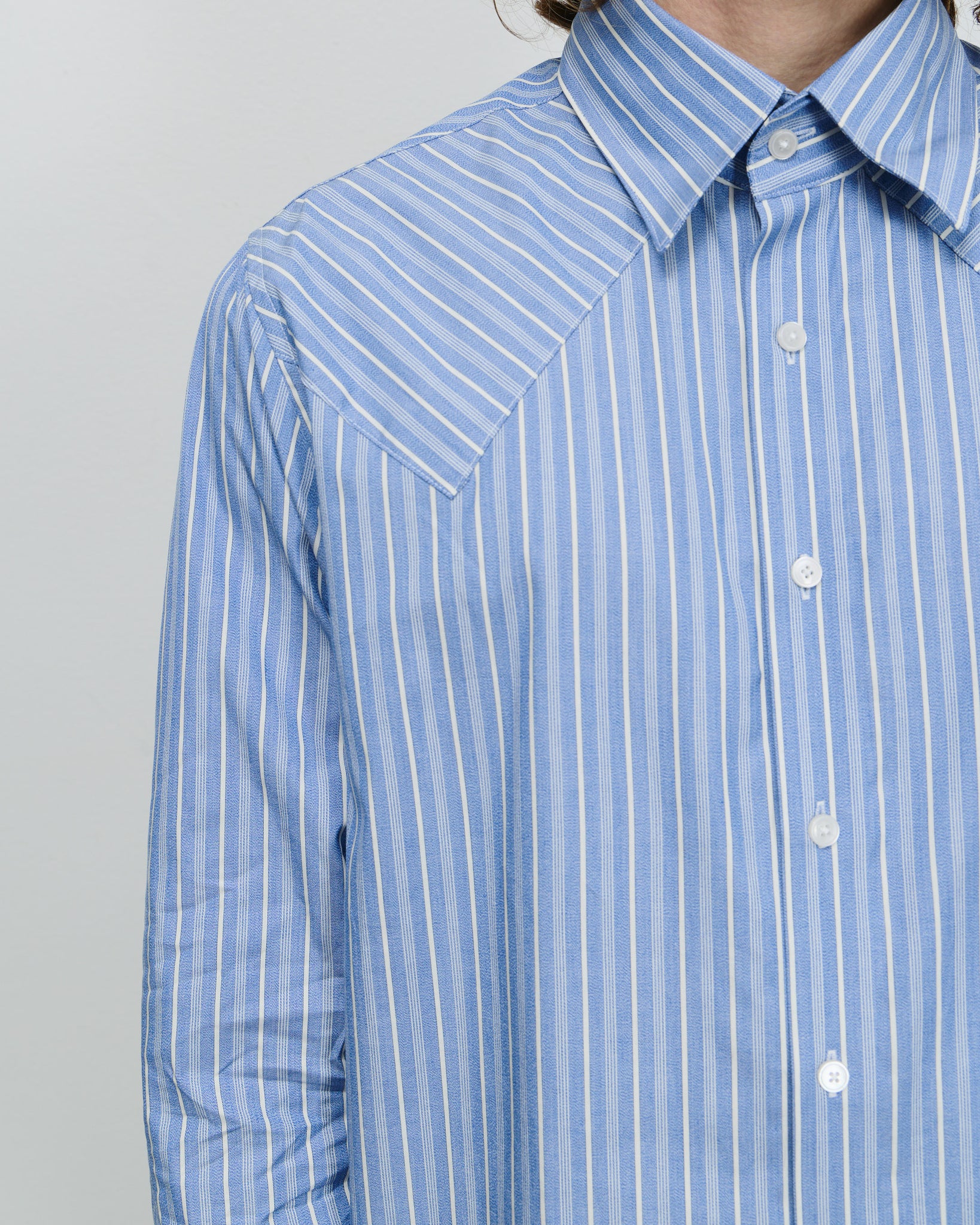 Western Business Shirt - Blue Static Stripe