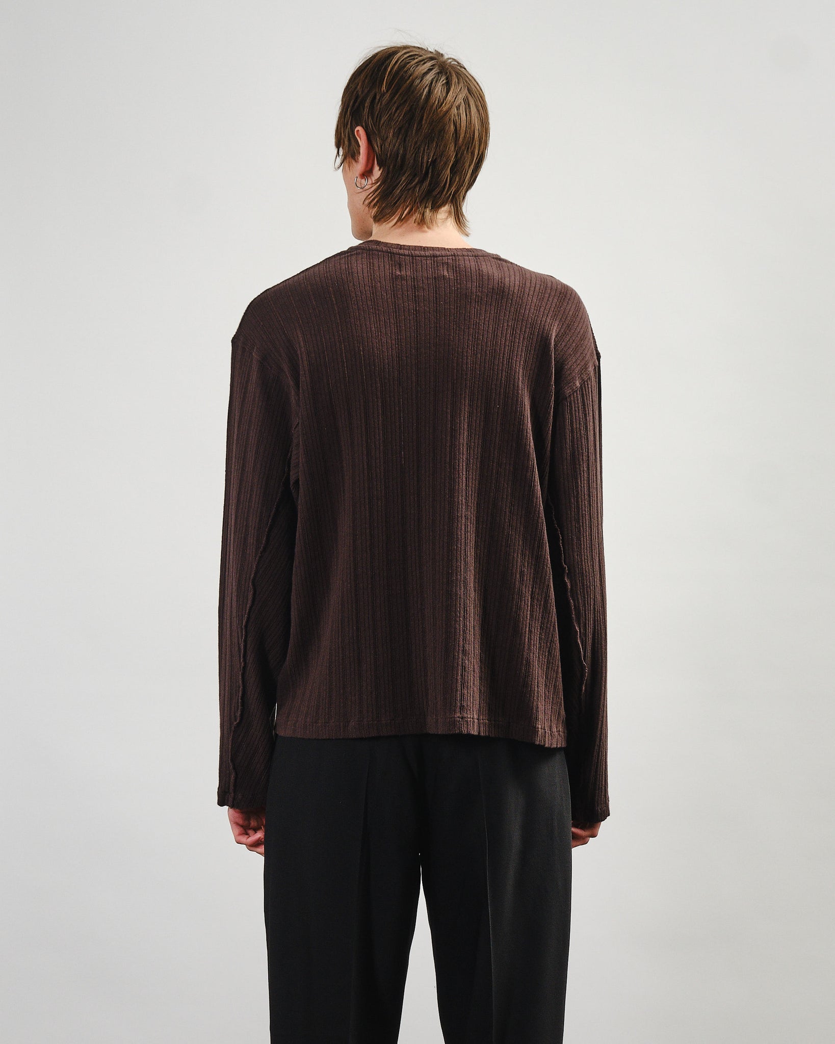 LS Round Neck - Brown Rib