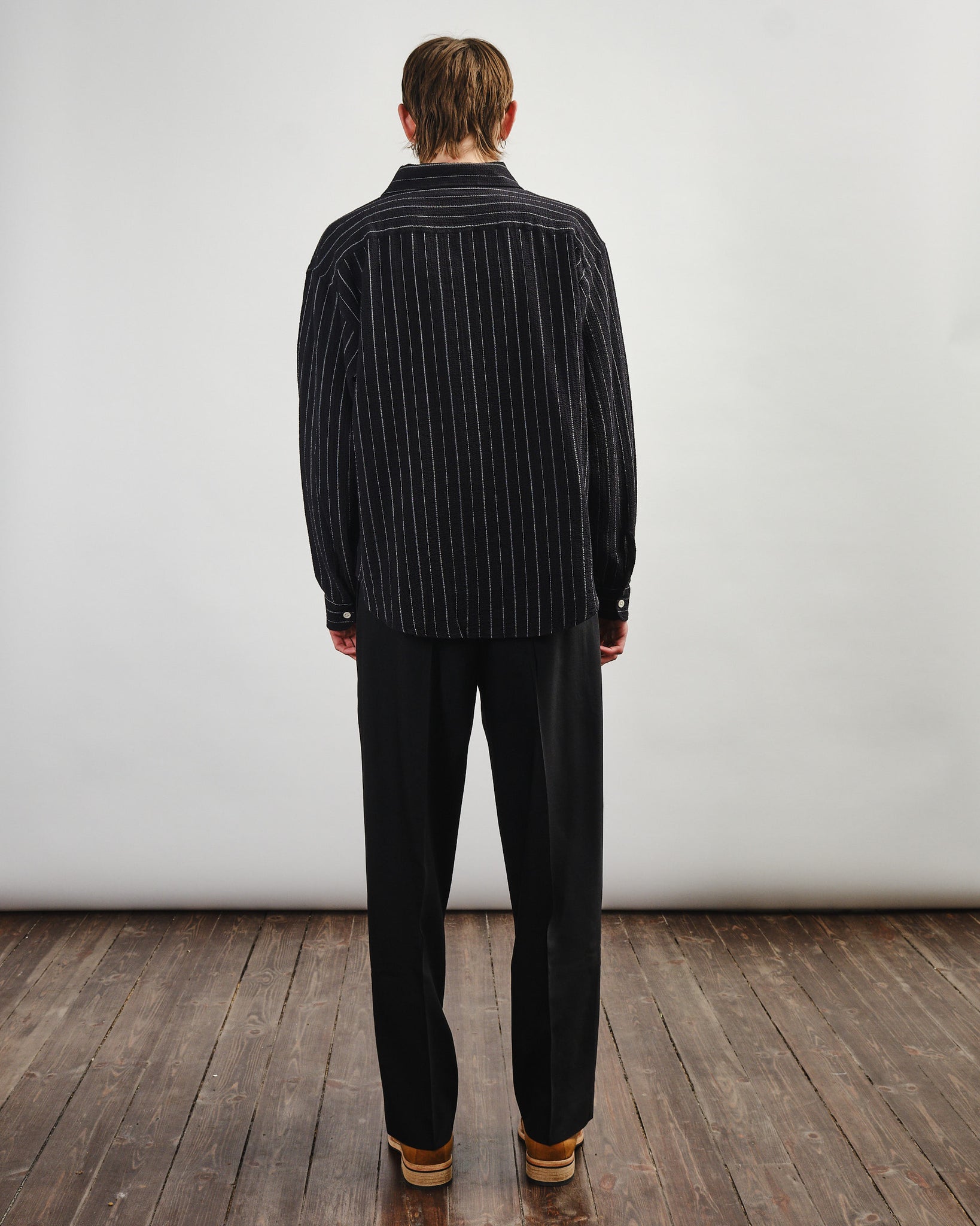 Vacation Shirt - Black Textured Stripe