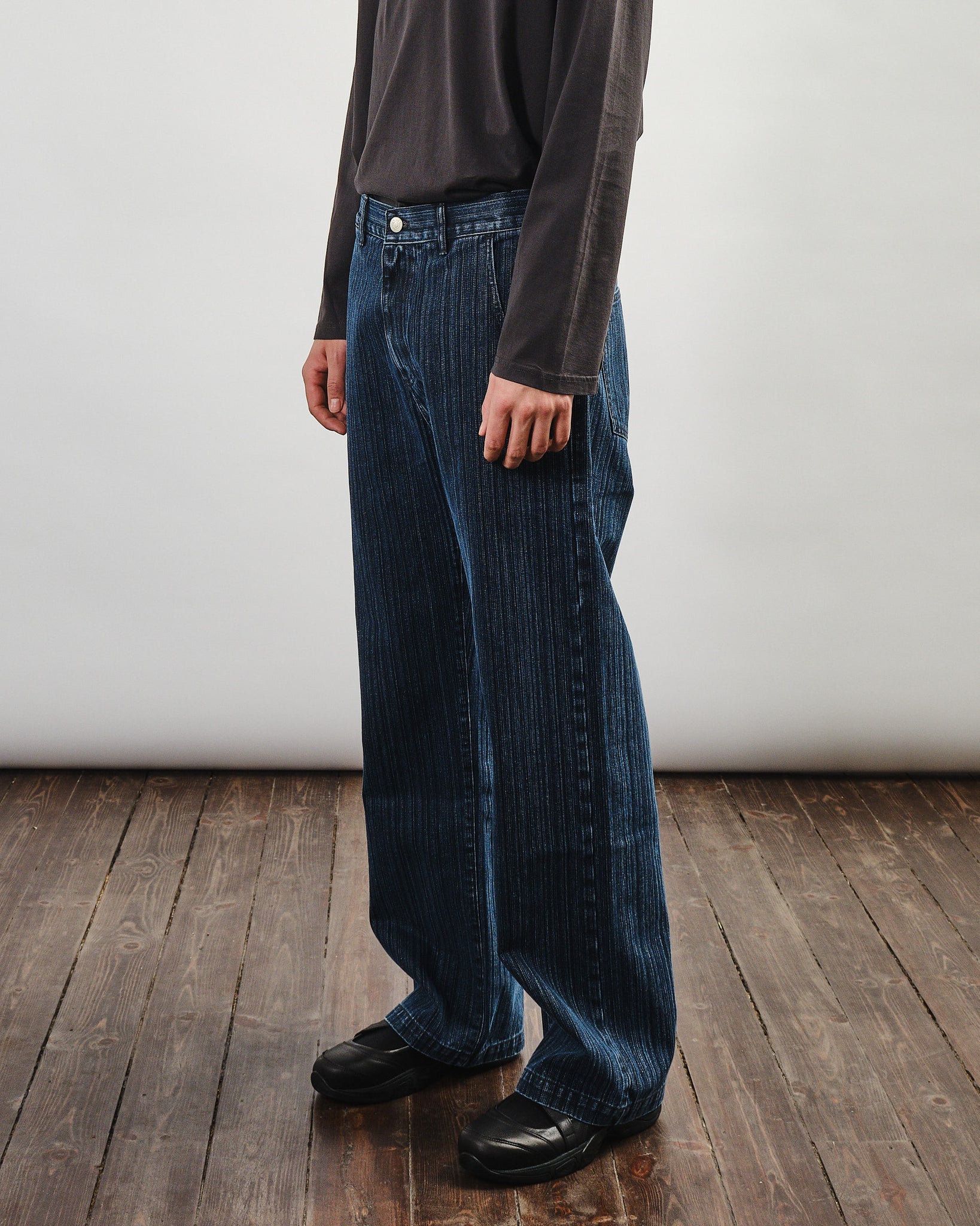 Straight Cut Jeans - Blue Stripe