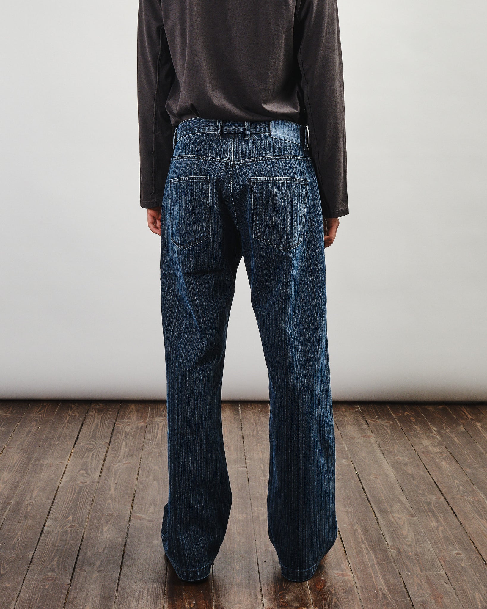 Straight Cut Jeans - Blue Stripe