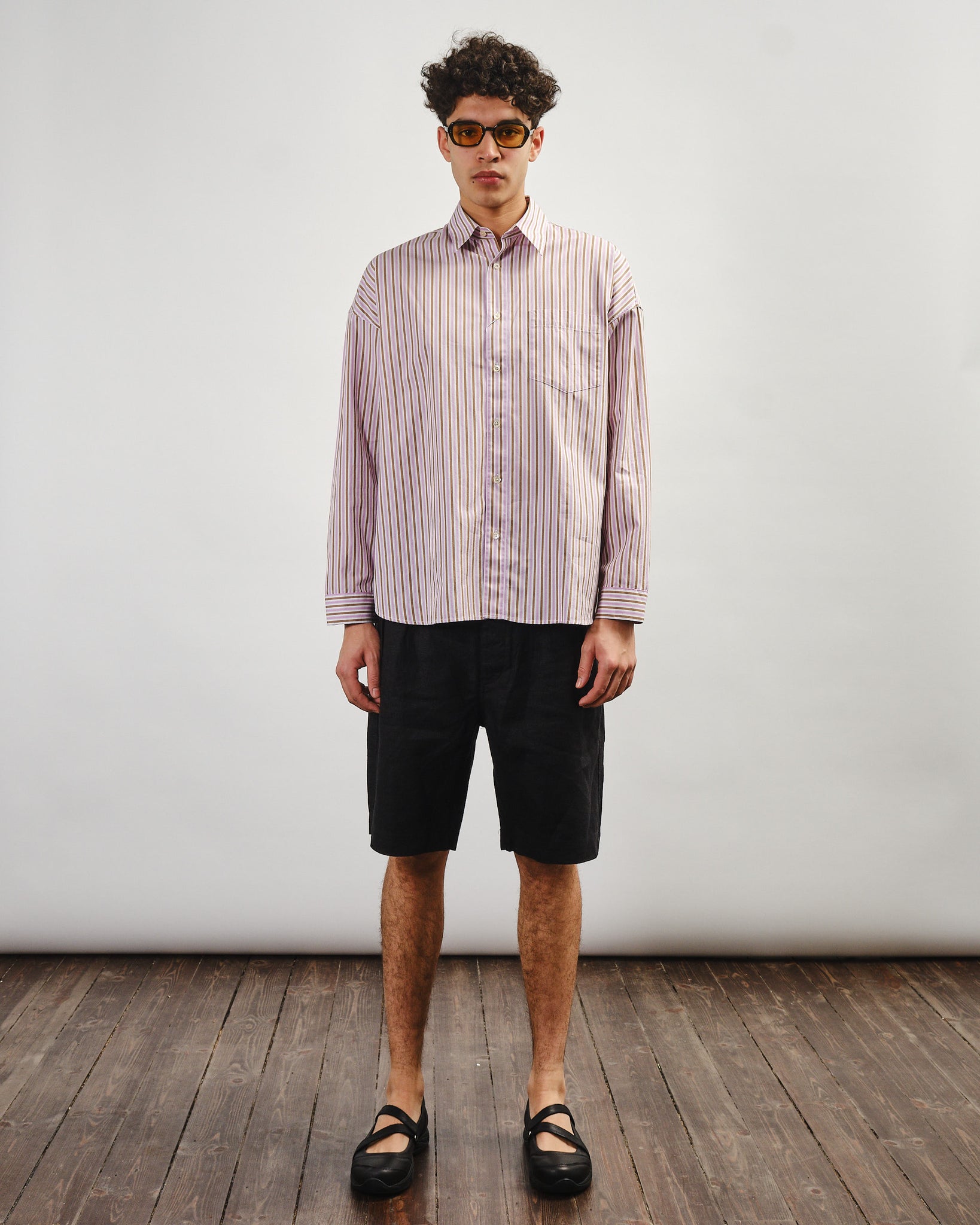 Pleated Linen Shorts - Black