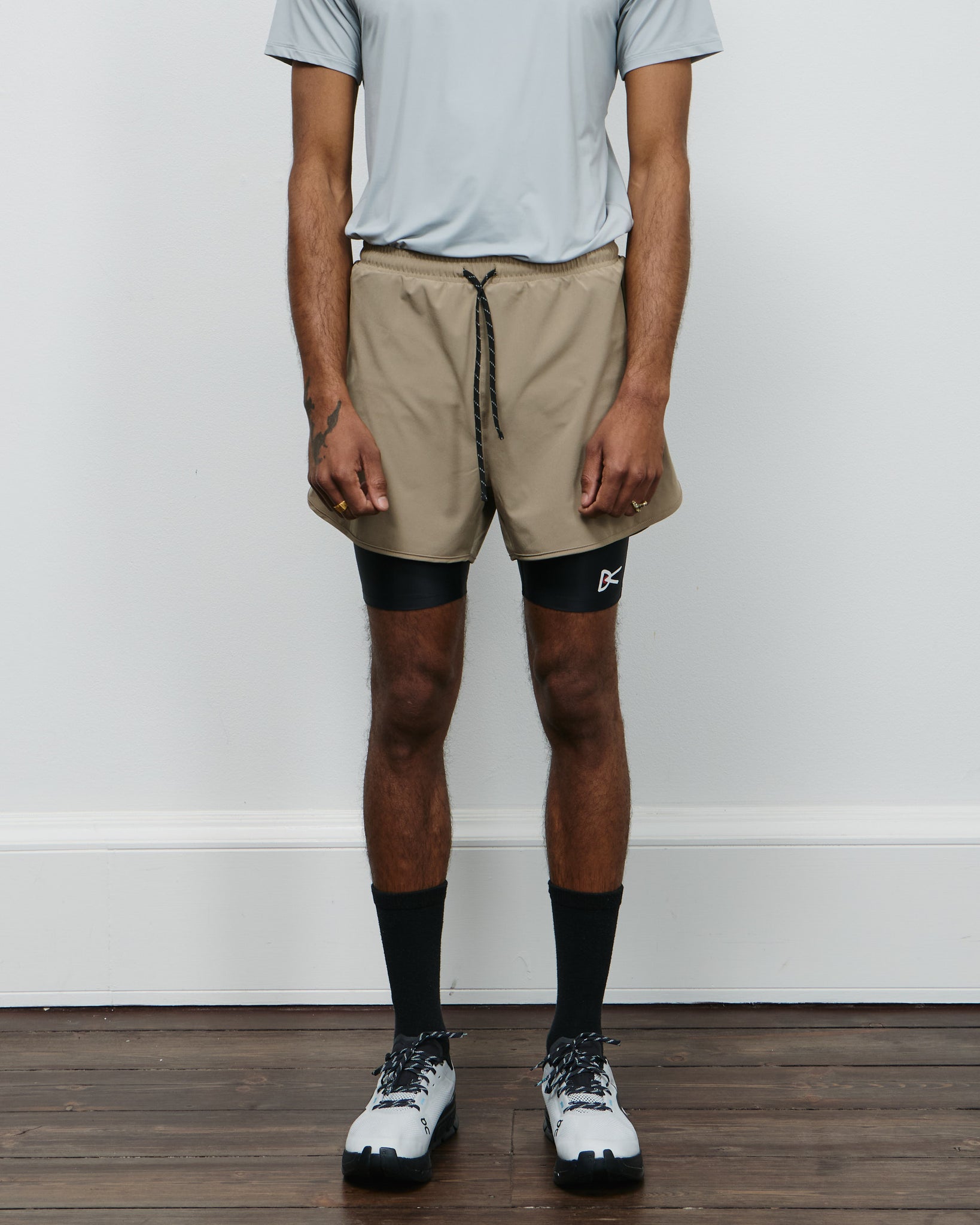 Layered Pocketed Trail Shorts - Morel/Black