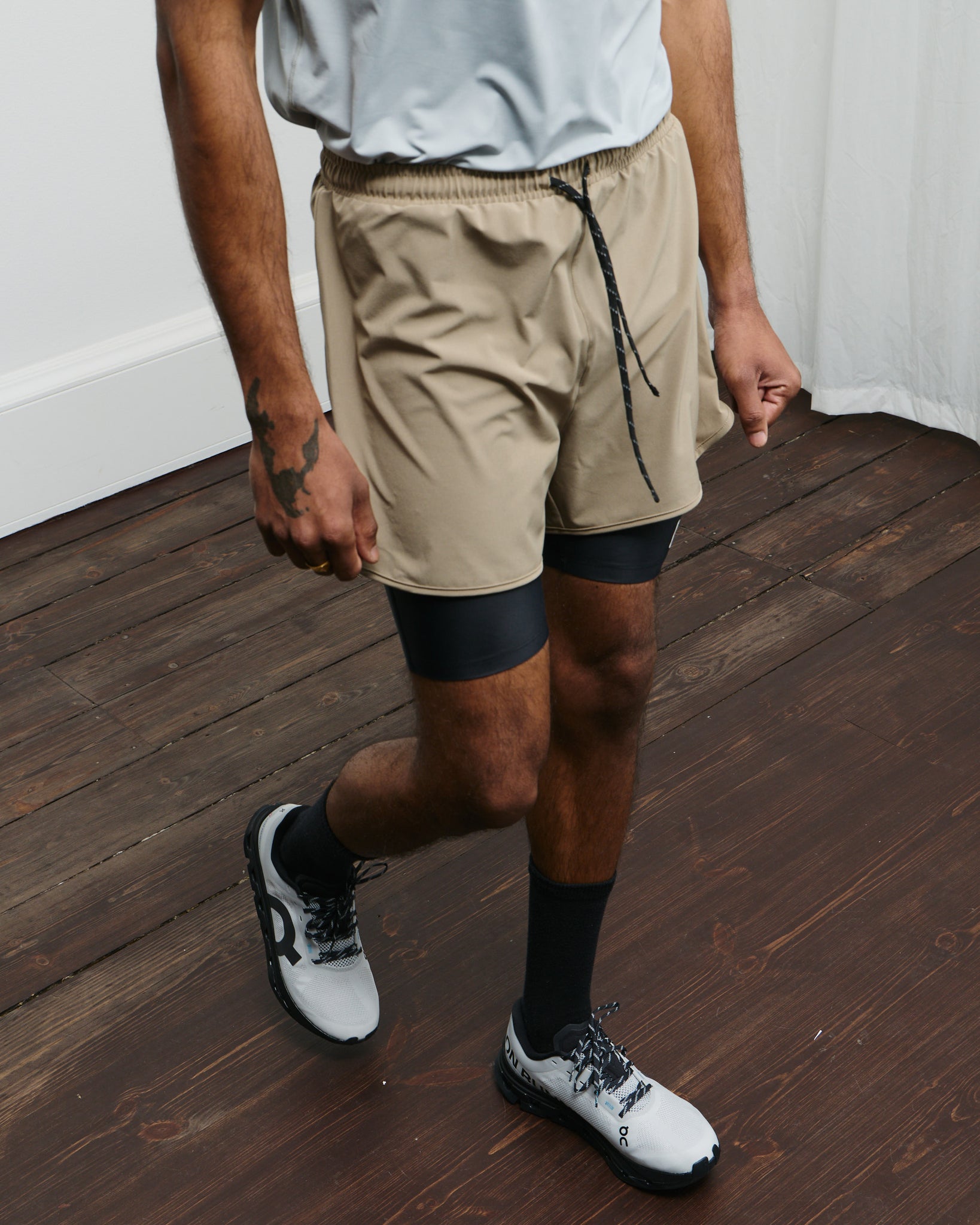 Layered Pocketed Trail Shorts - Morel/Black