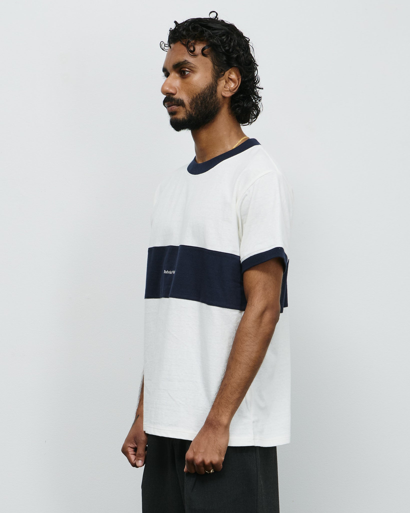 Japan Cotton Ringer Tee - Vintage White/Navy