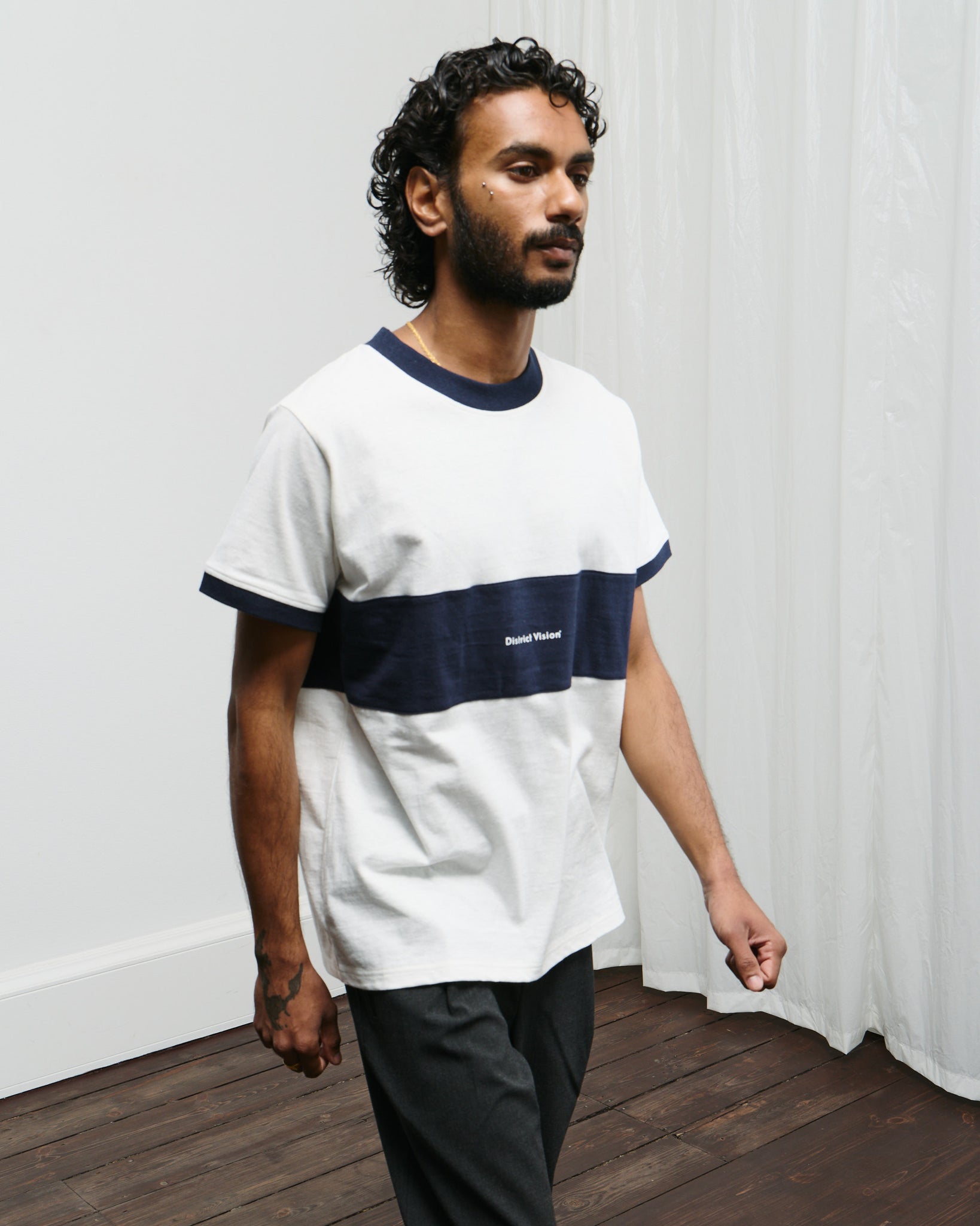 Japan Cotton Ringer Tee - Vintage White/Navy