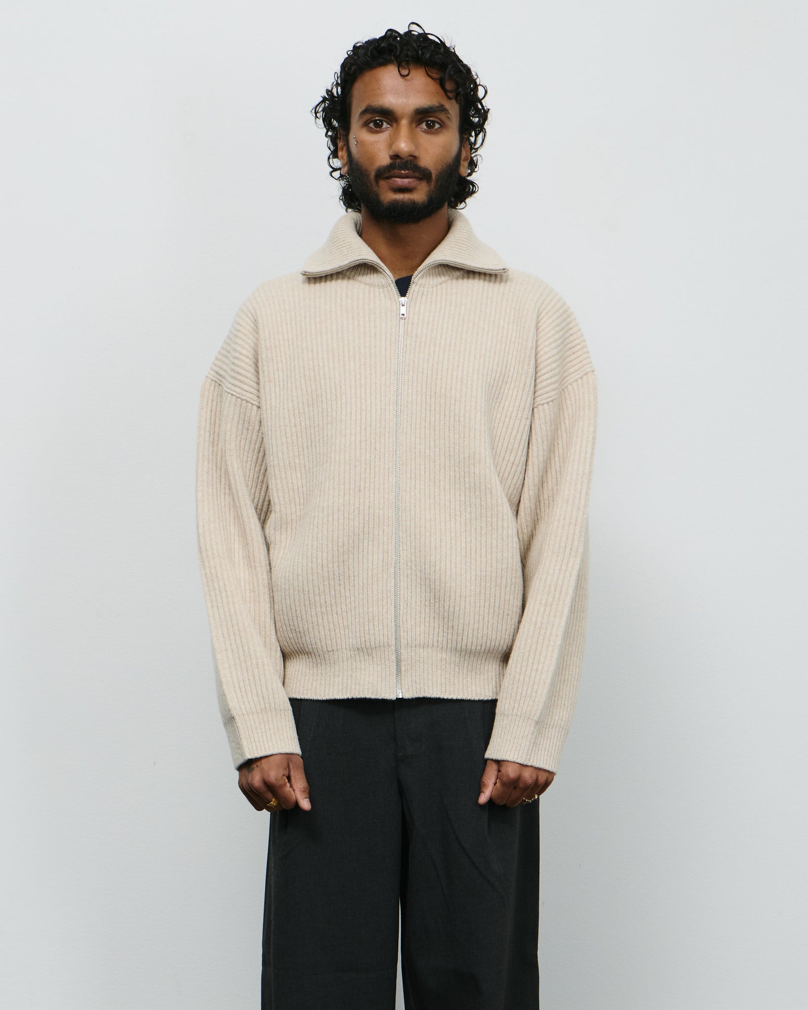 Vonarstraeti Zipped Sweater - Feather Grey