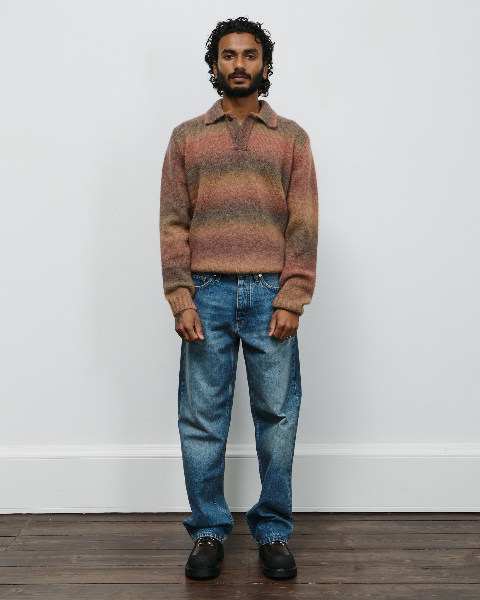 Alpaca LS Knit Polo - Brown