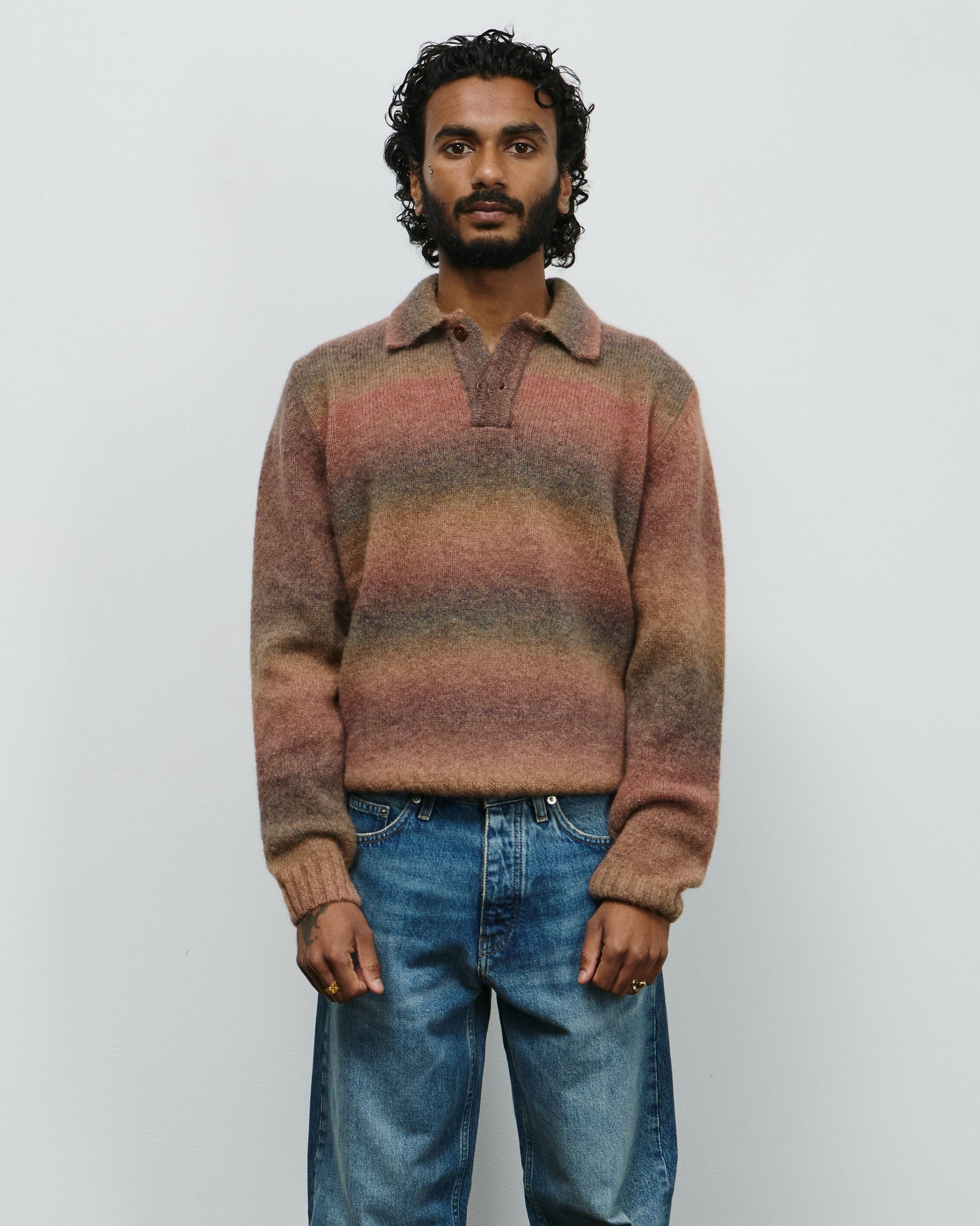 Alpaca LS Knit Polo - Brown