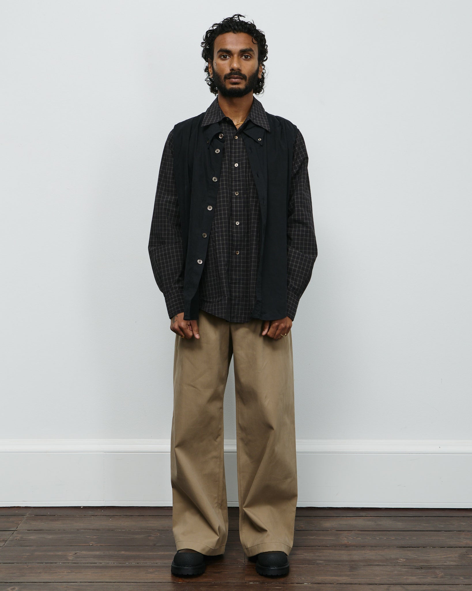 Double Borrowed Shirt - Black Faux Lumberjack Check