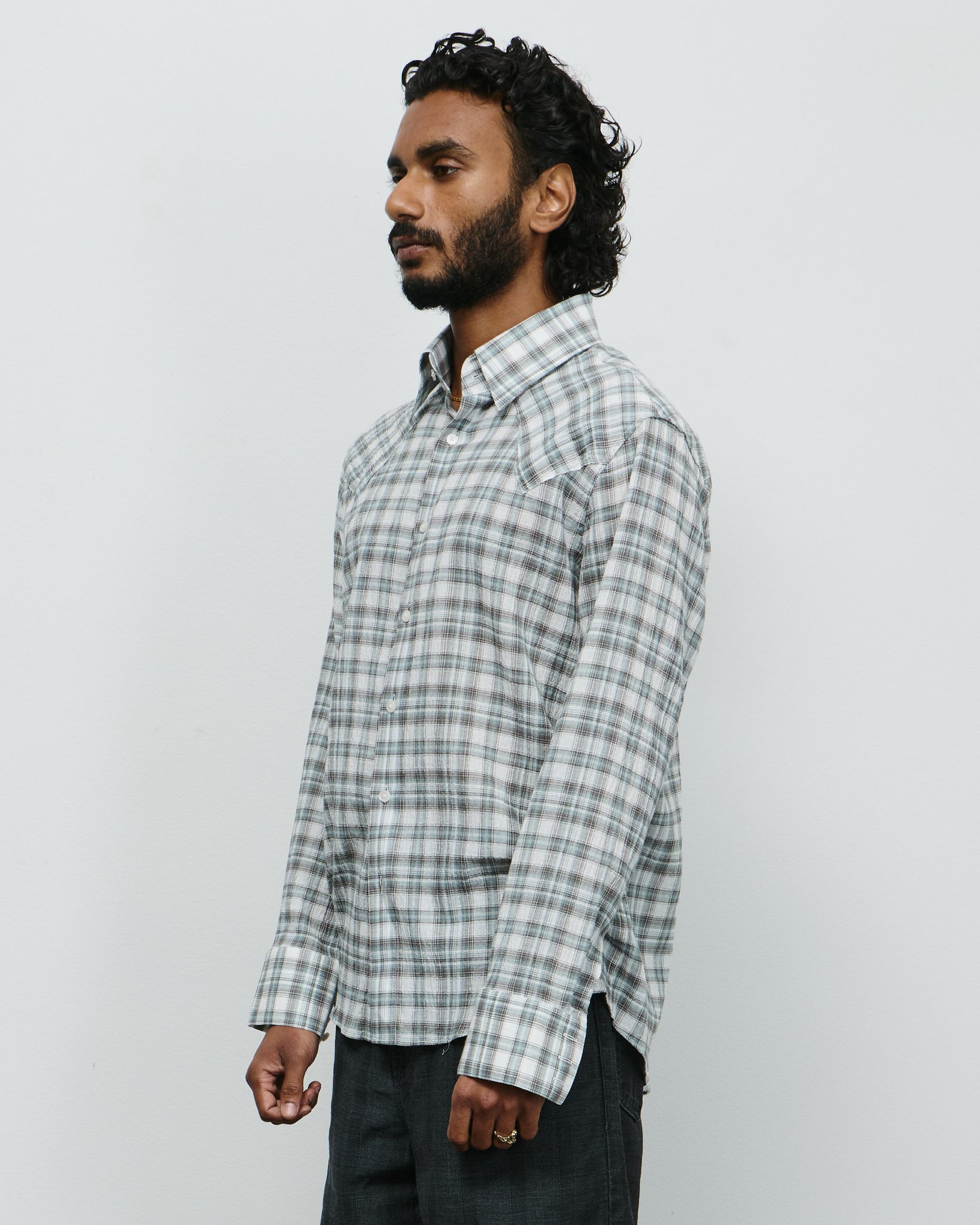 Western Business Shirt - Ice Plaid