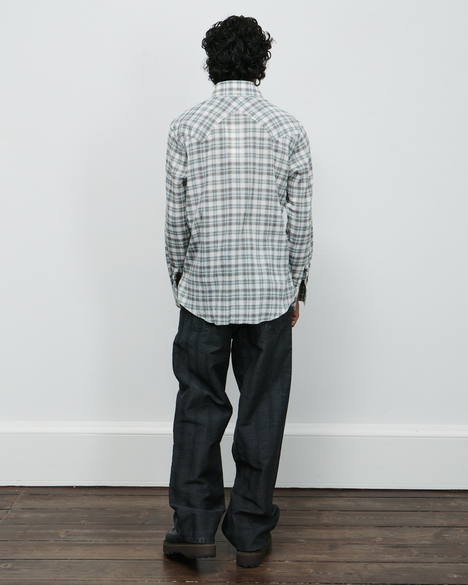 Western Business Shirt - Ice Plaid