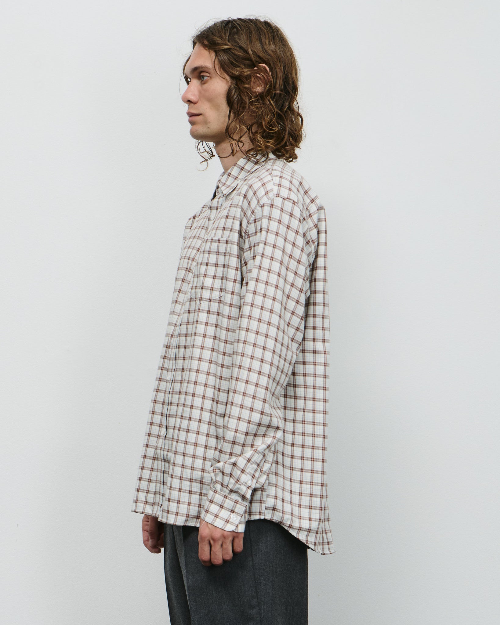 Cotton Checkered Shirt - White/Brown