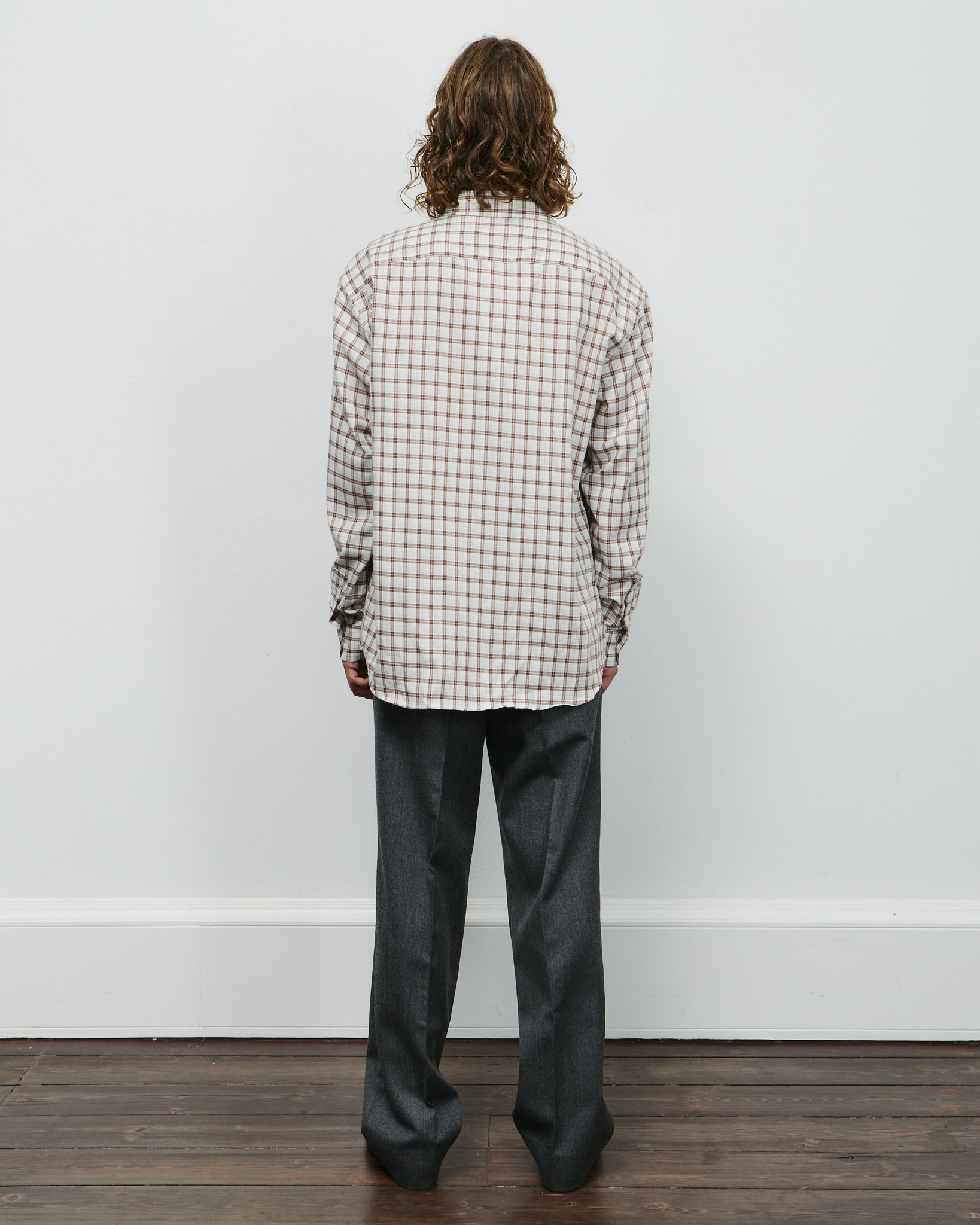 Cotton Checkered Shirt - White/Brown