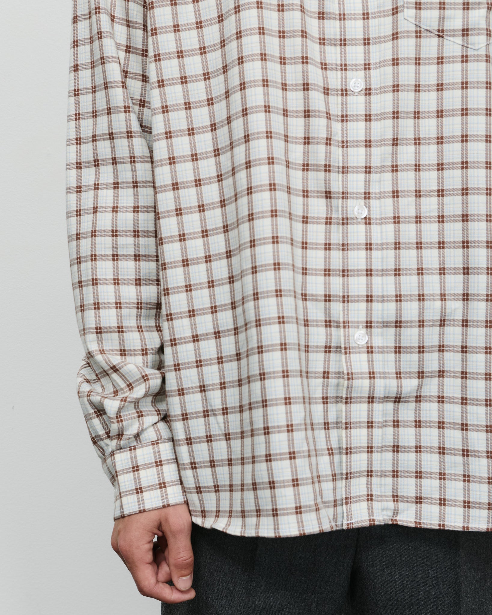 Cotton Checkered Shirt - White/Brown