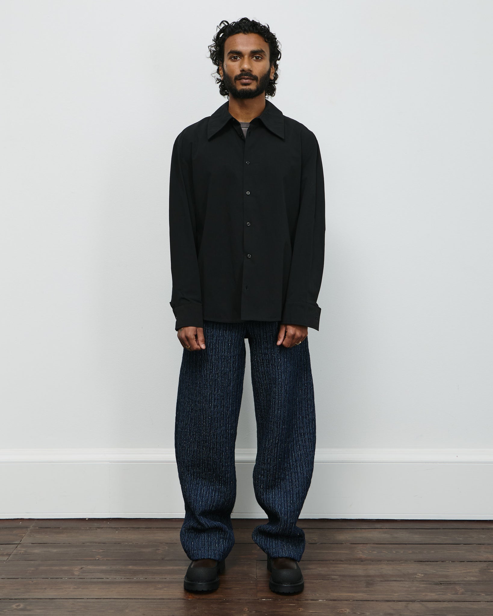 Trino Shirt - Black Fine Poplin