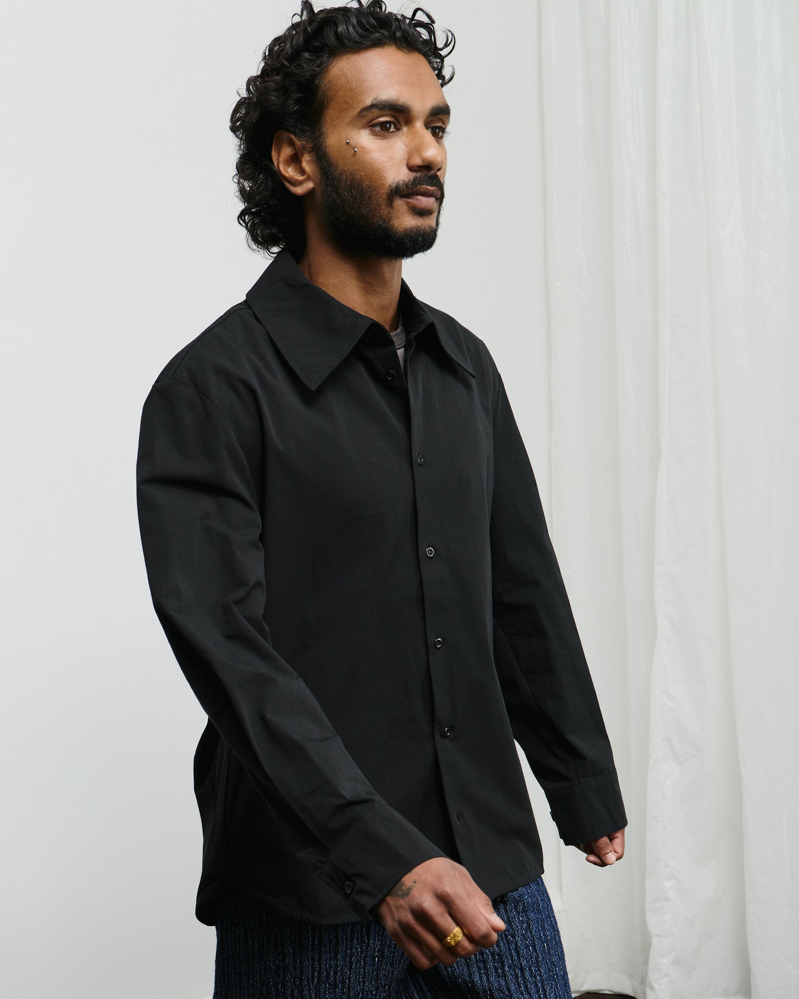 Trino Shirt - Black Fine Poplin