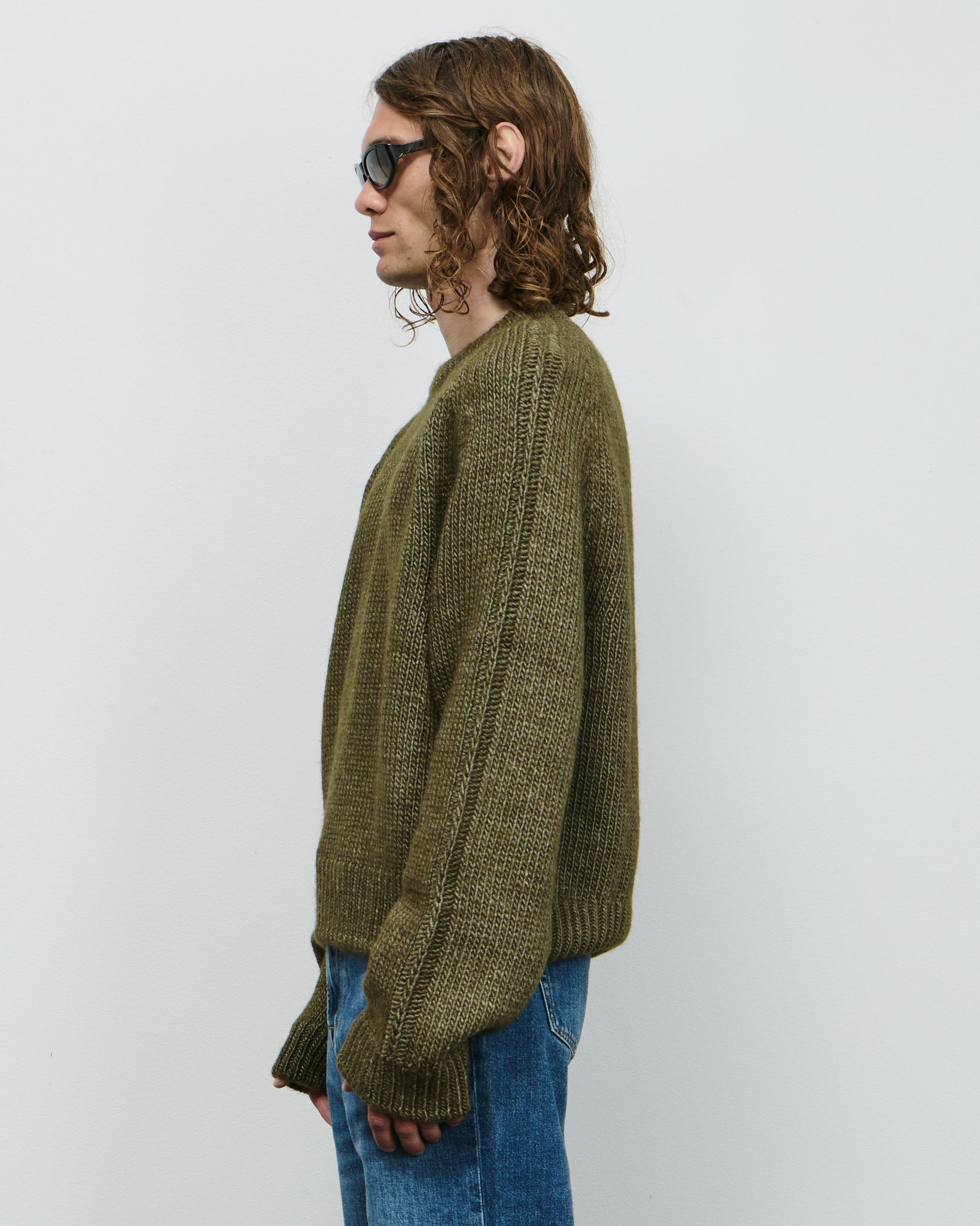 True Roundneck - Flush Green Rustic Wool Silk