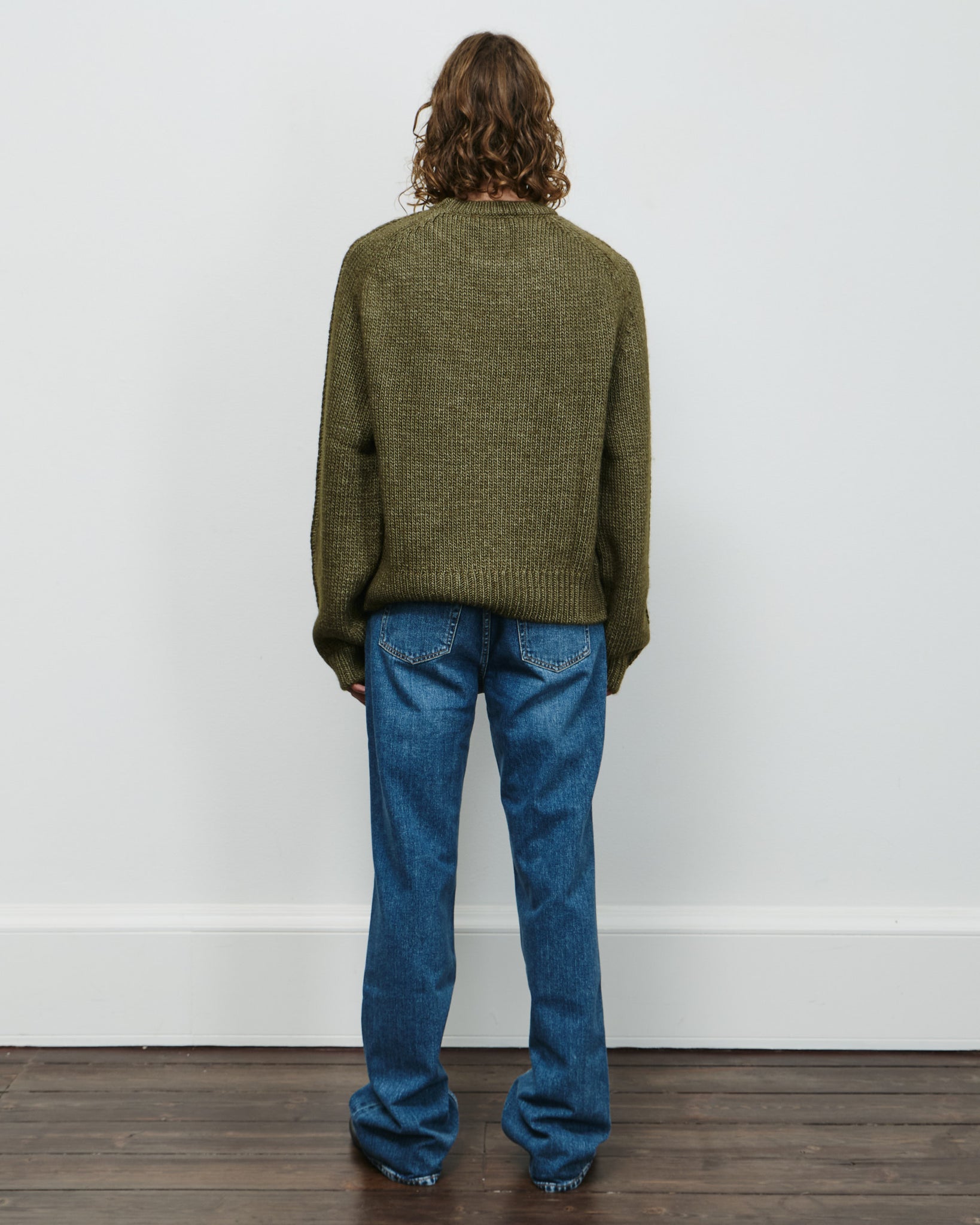 True Roundneck - Flush Green Rustic Wool Silk