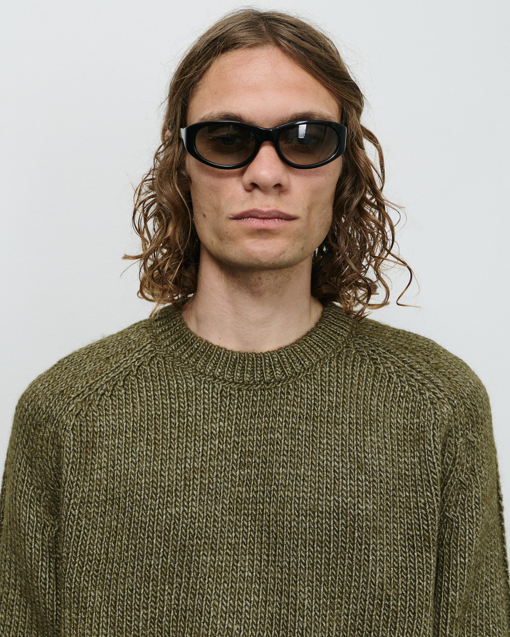 True Roundneck - Flush Green Rustic Wool Silk