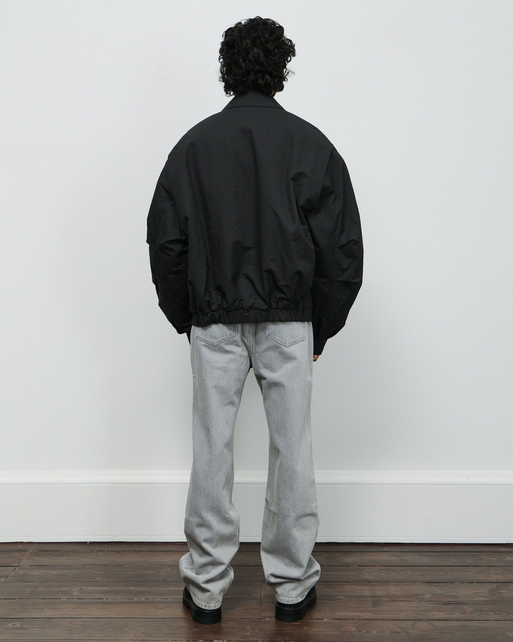 Padded Cotton Nylon Jumper - Black