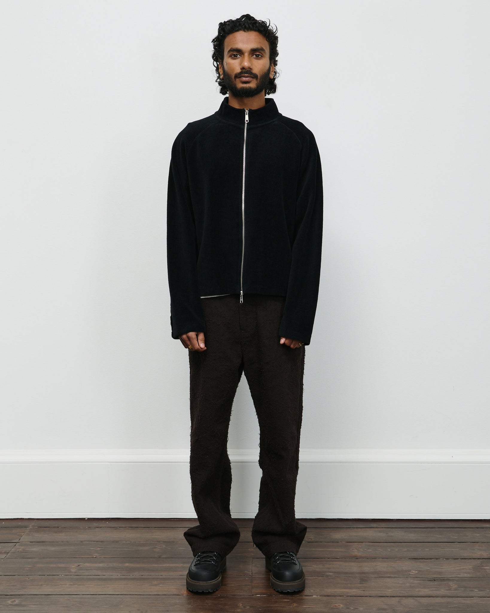 Leisure Zip Up - Black Jersey Cord