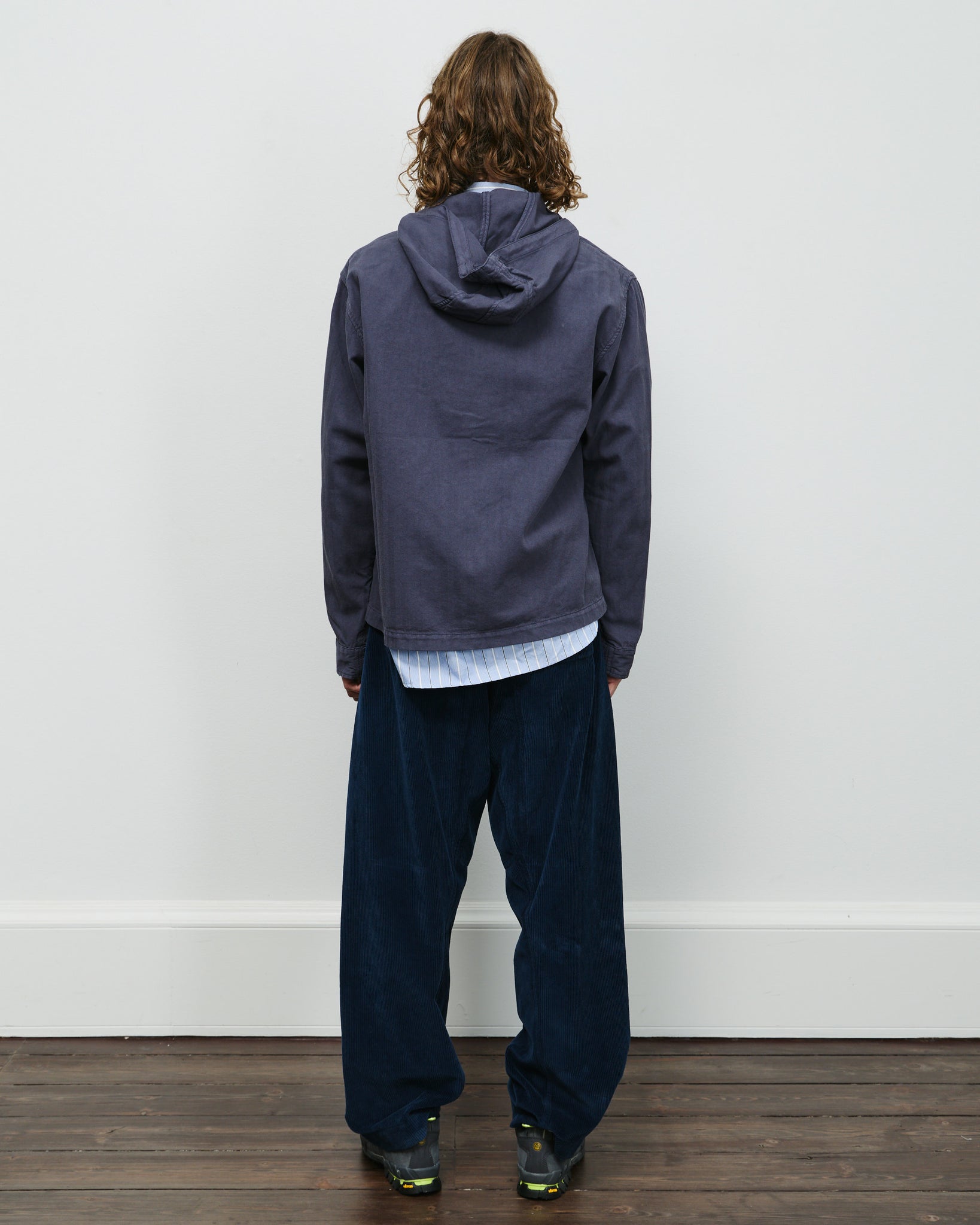 Herringbone Hooded Jacket - Dark Blue
