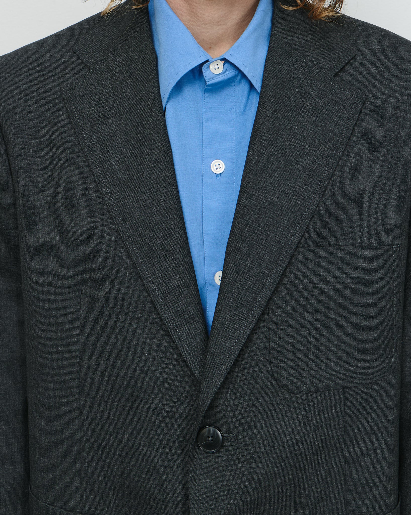 Patch Pocket Blazer - Grey Worsted Wool