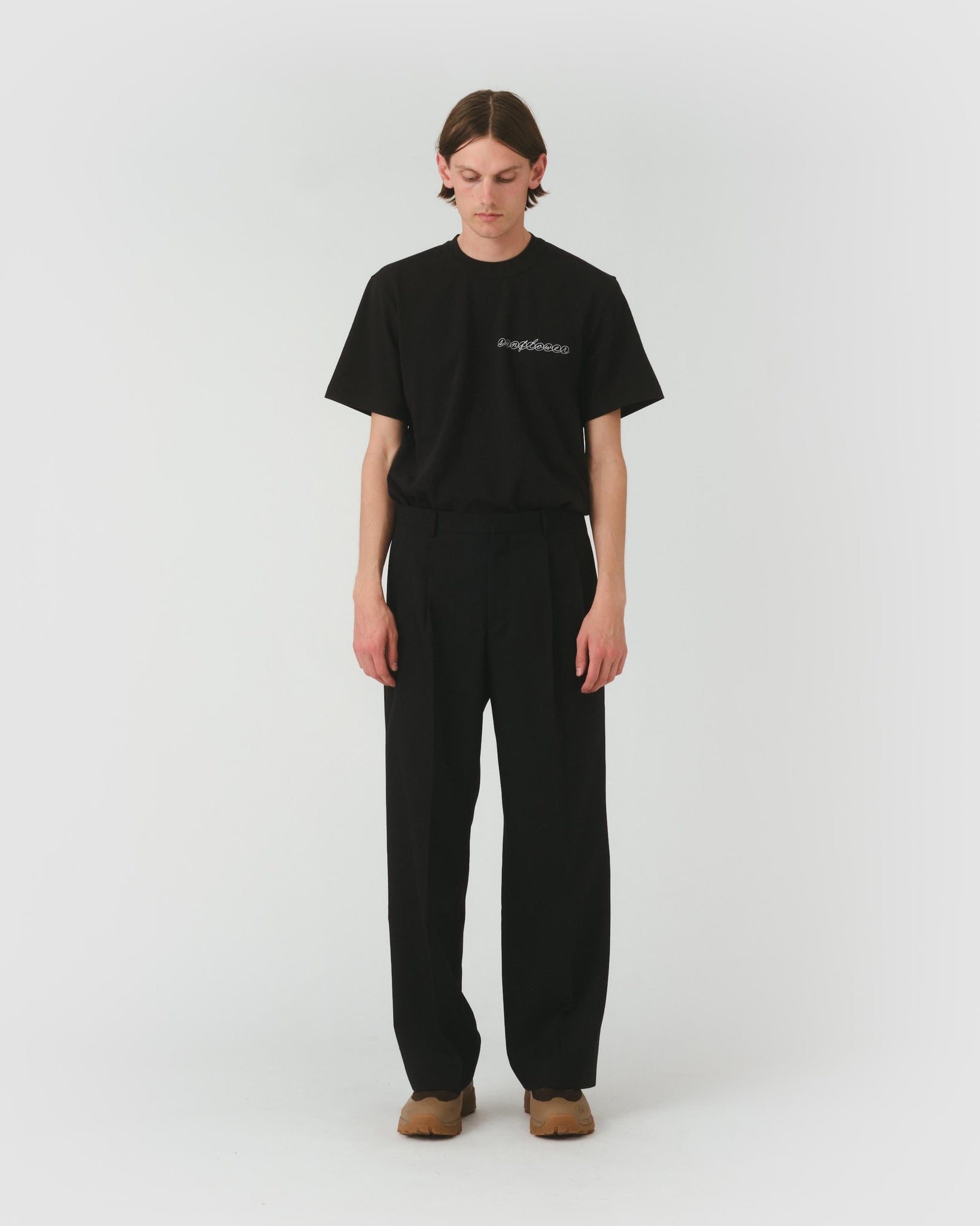 Wide Pleated Trouser - Black