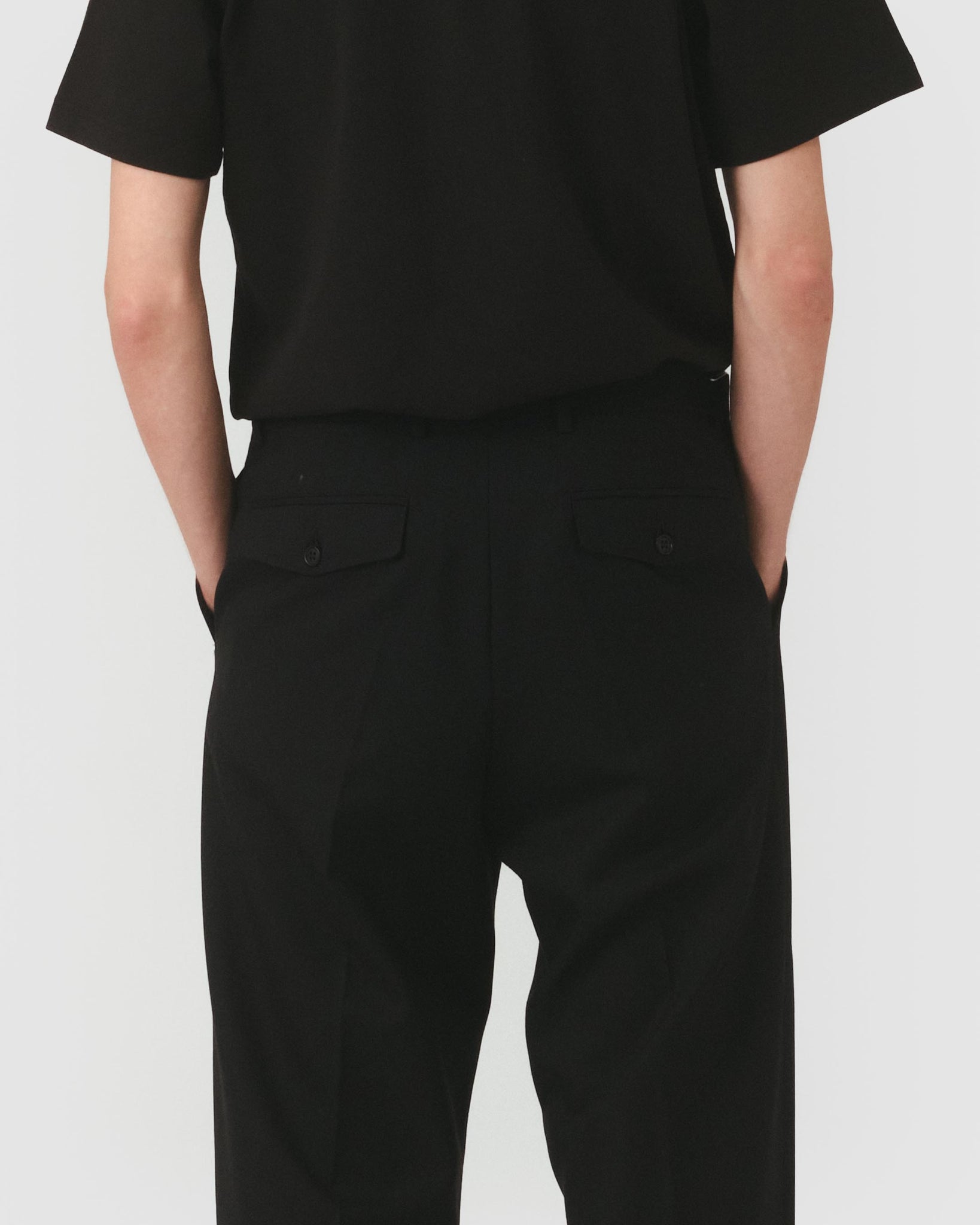 Wide Pleated Trouser - Black