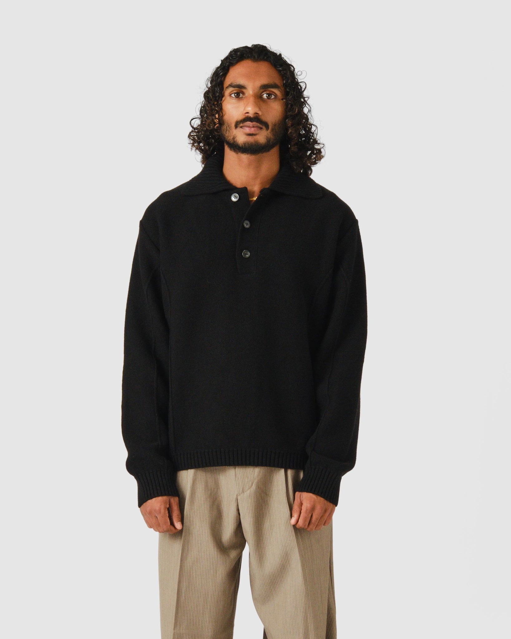 Company Polo - Black Recycled Wool