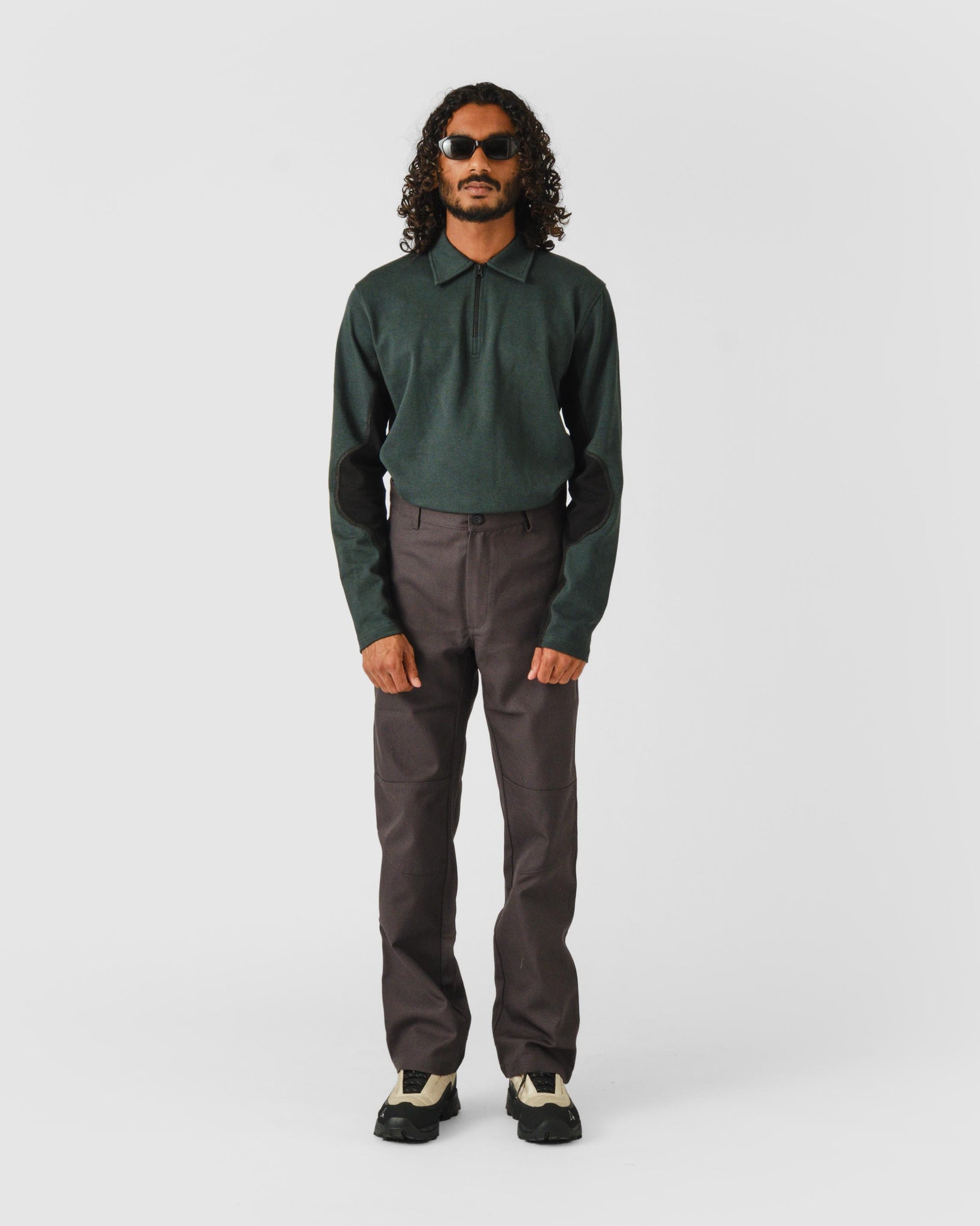 Half Zip Sweater Polo - Forest Green