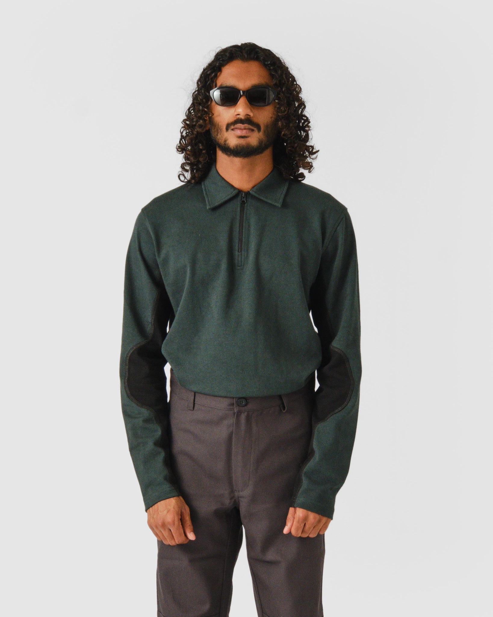 Half Zip Sweater Polo - Forest Green