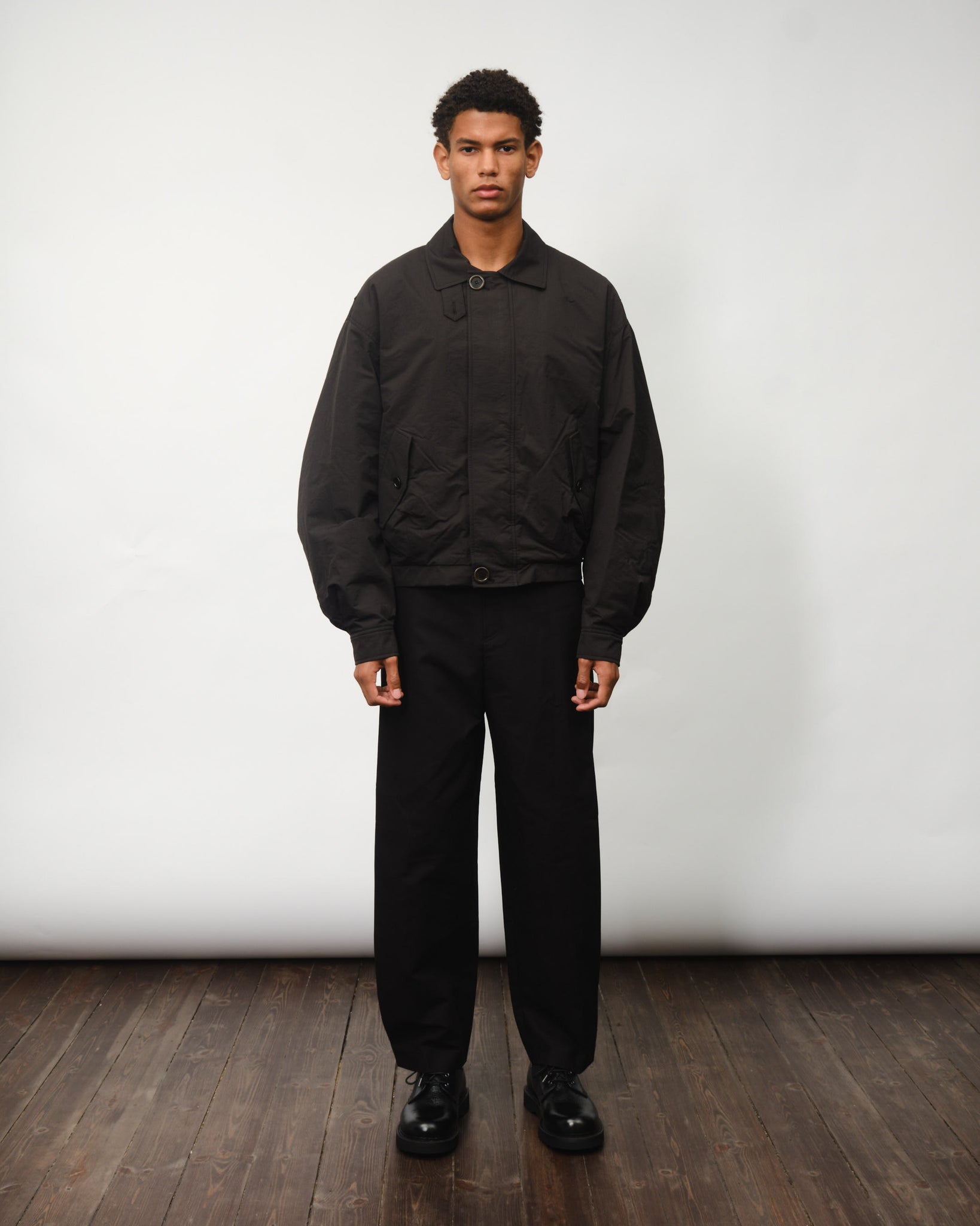 Padded Cotton Nylon Jumper - Black