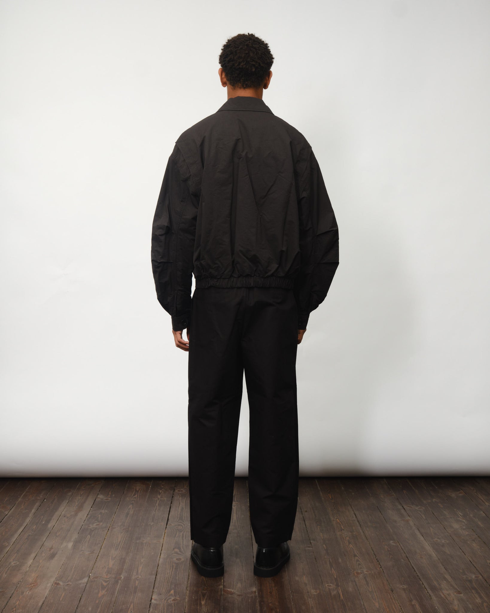 Padded Cotton Nylon Jumper - Black