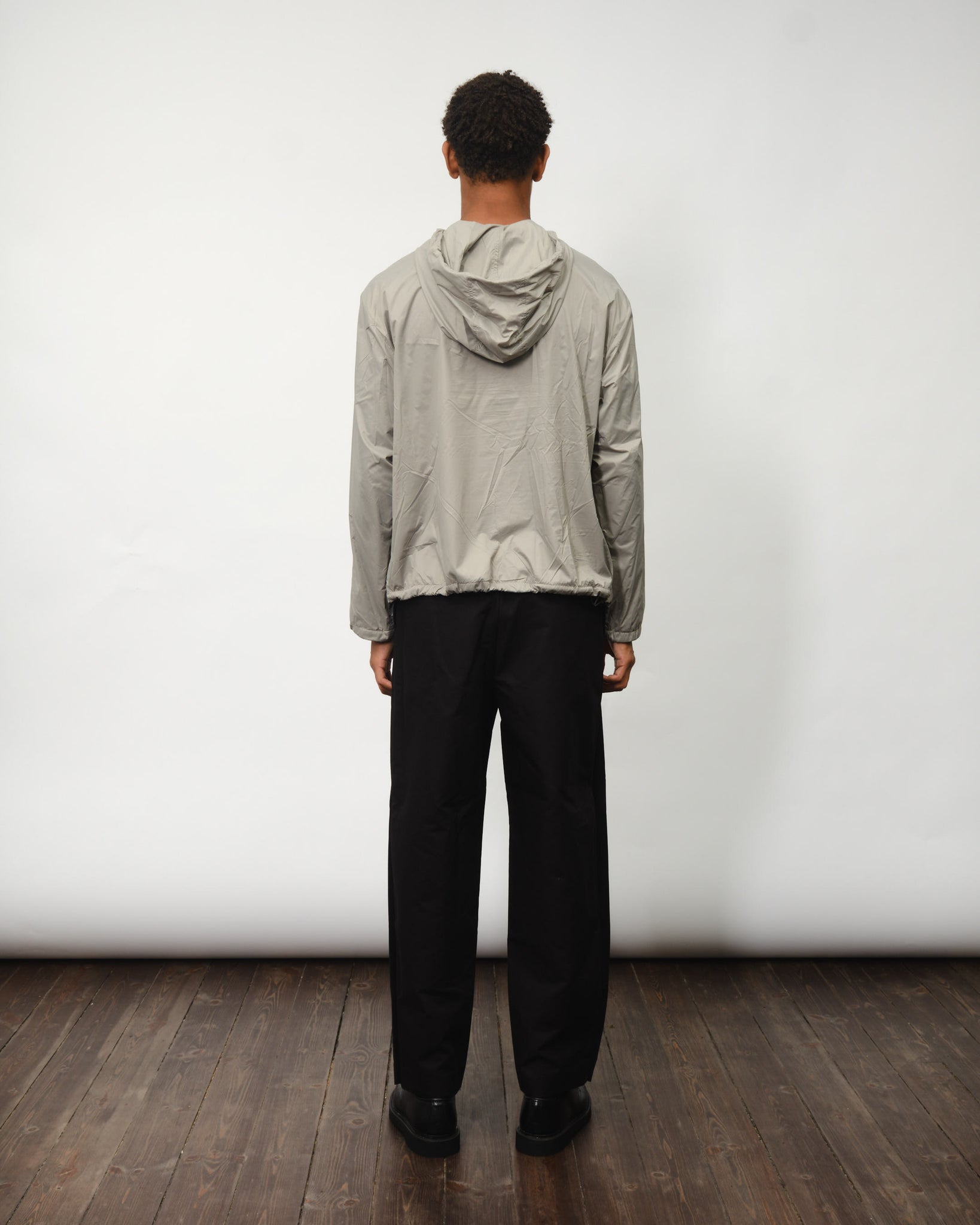 Glossy Nylon Half Zip-Up Jumper - Light Grey