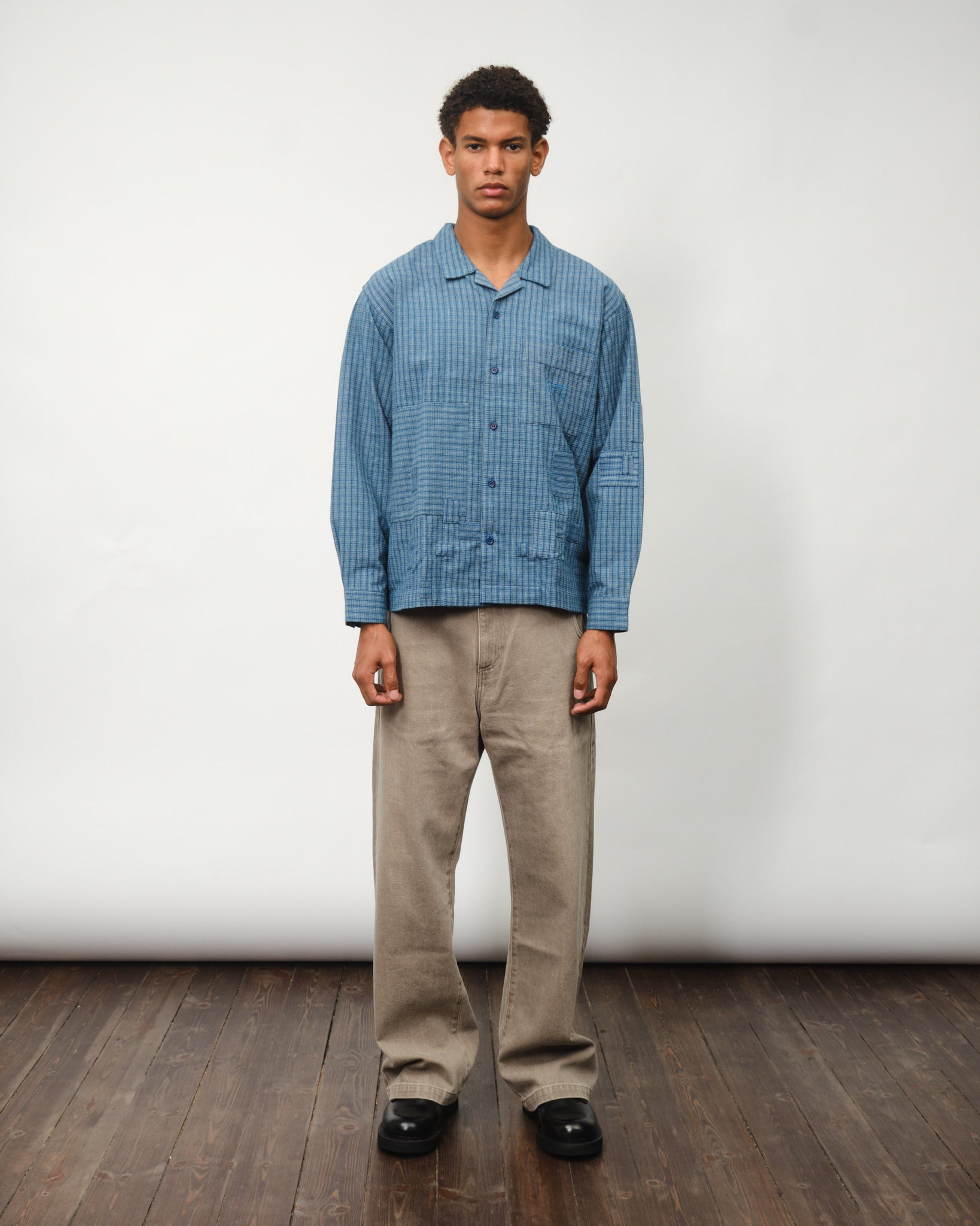 Greetings Shirt LS - Indigo Check Scarecrow