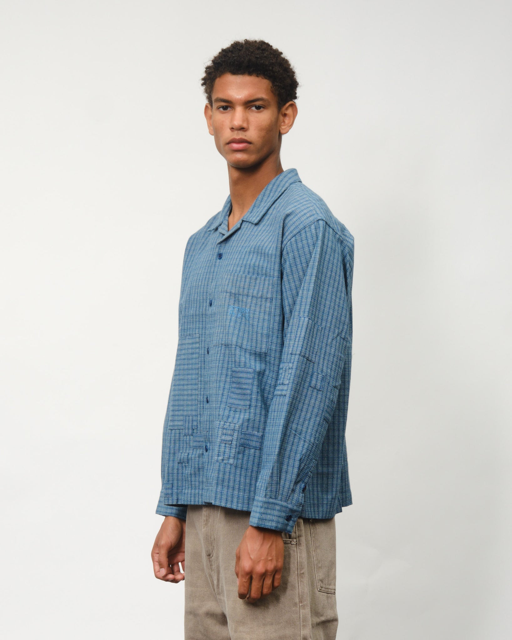 Greetings Shirt LS - Indigo Check Scarecrow