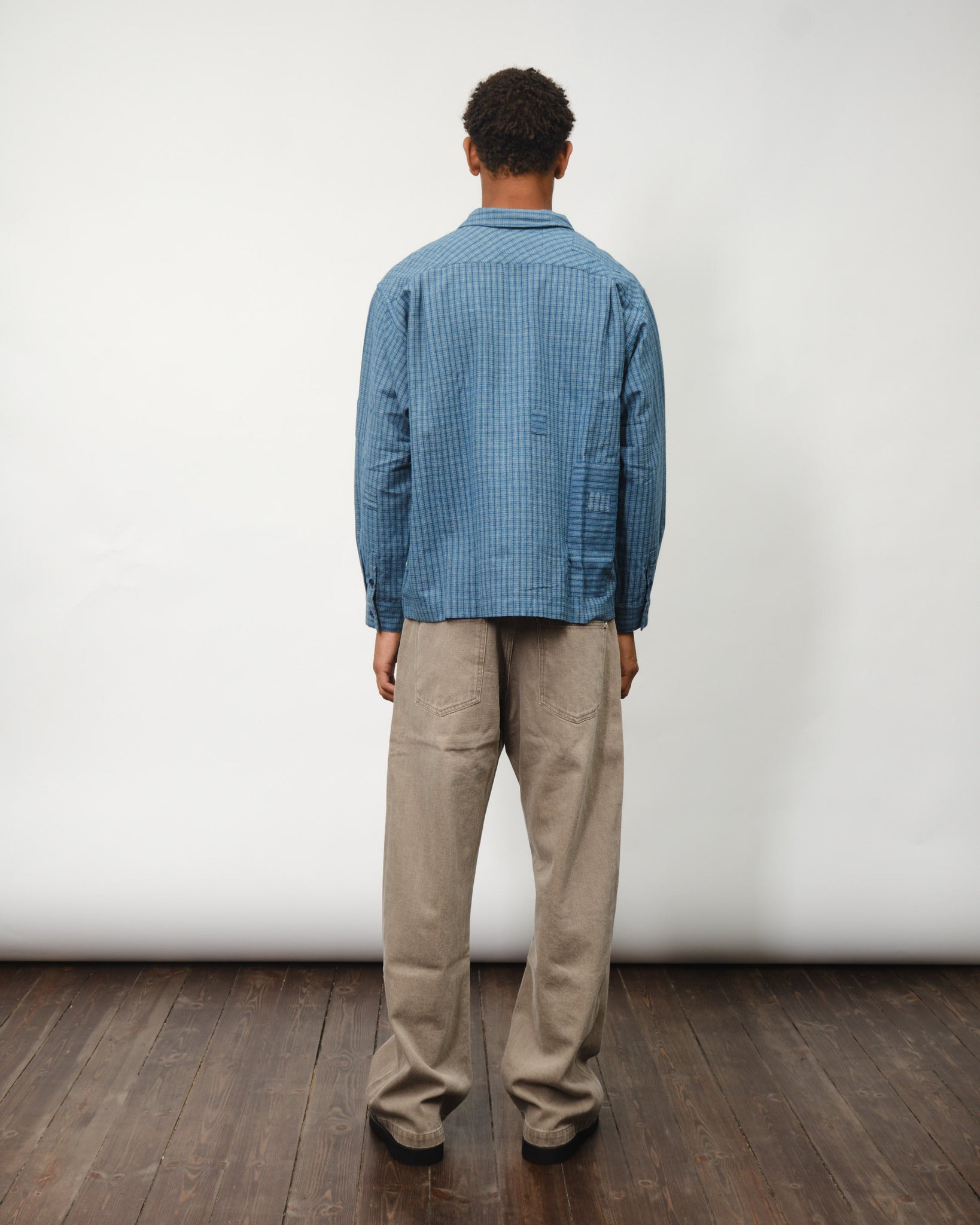 Greetings Shirt LS - Indigo Check Scarecrow