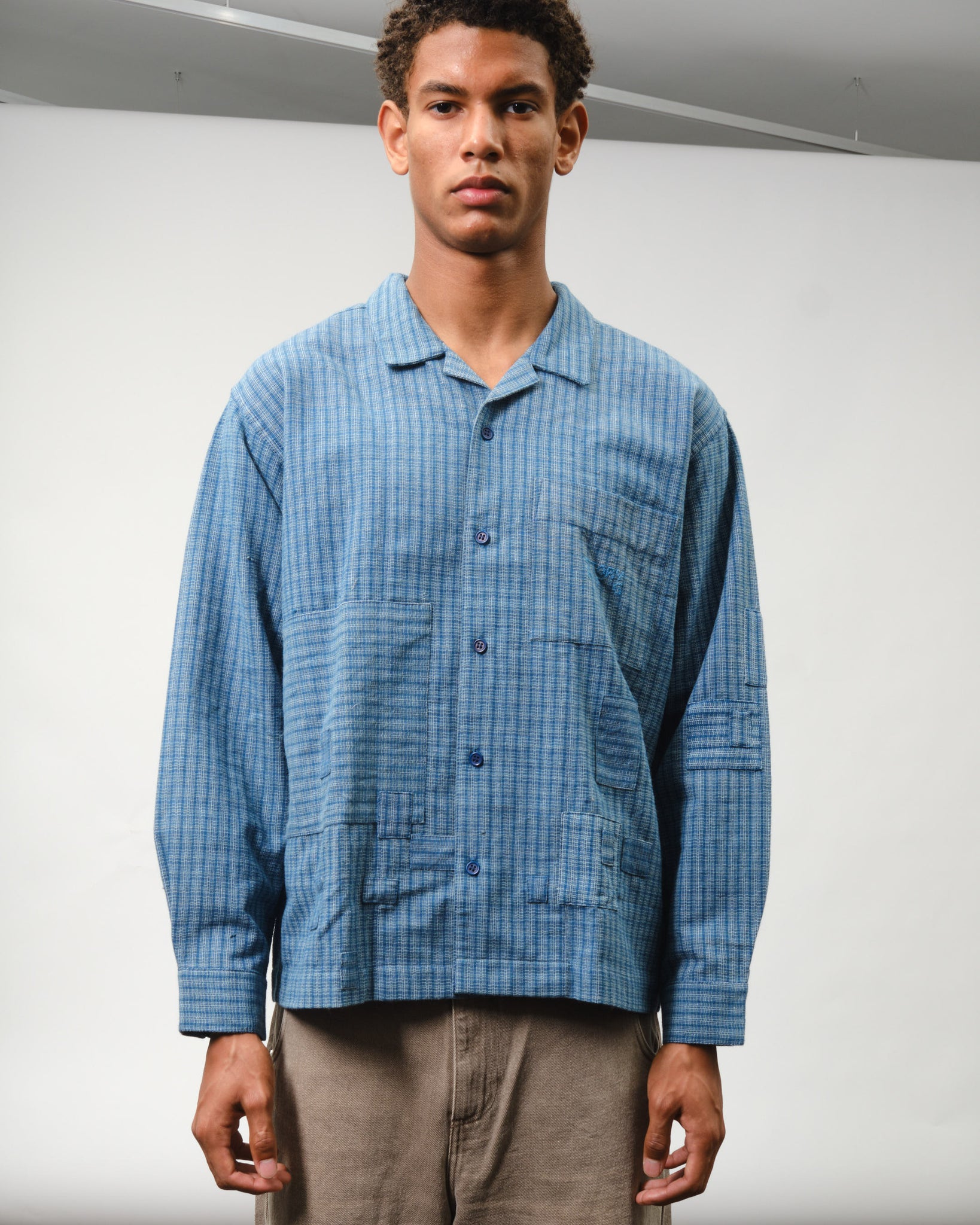 Greetings Shirt LS - Indigo Check Scarecrow