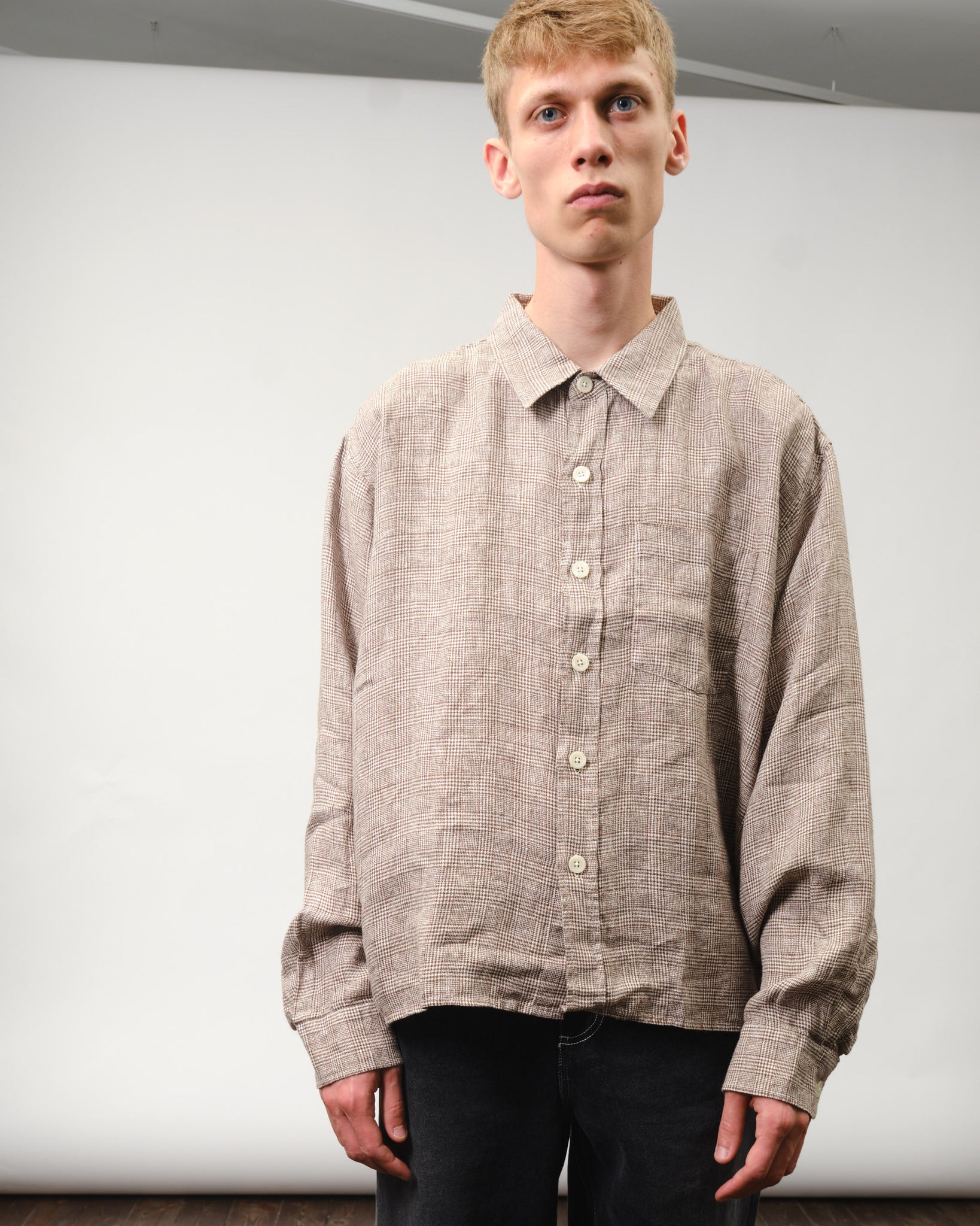 Priority Shirt - Brown Linen Check